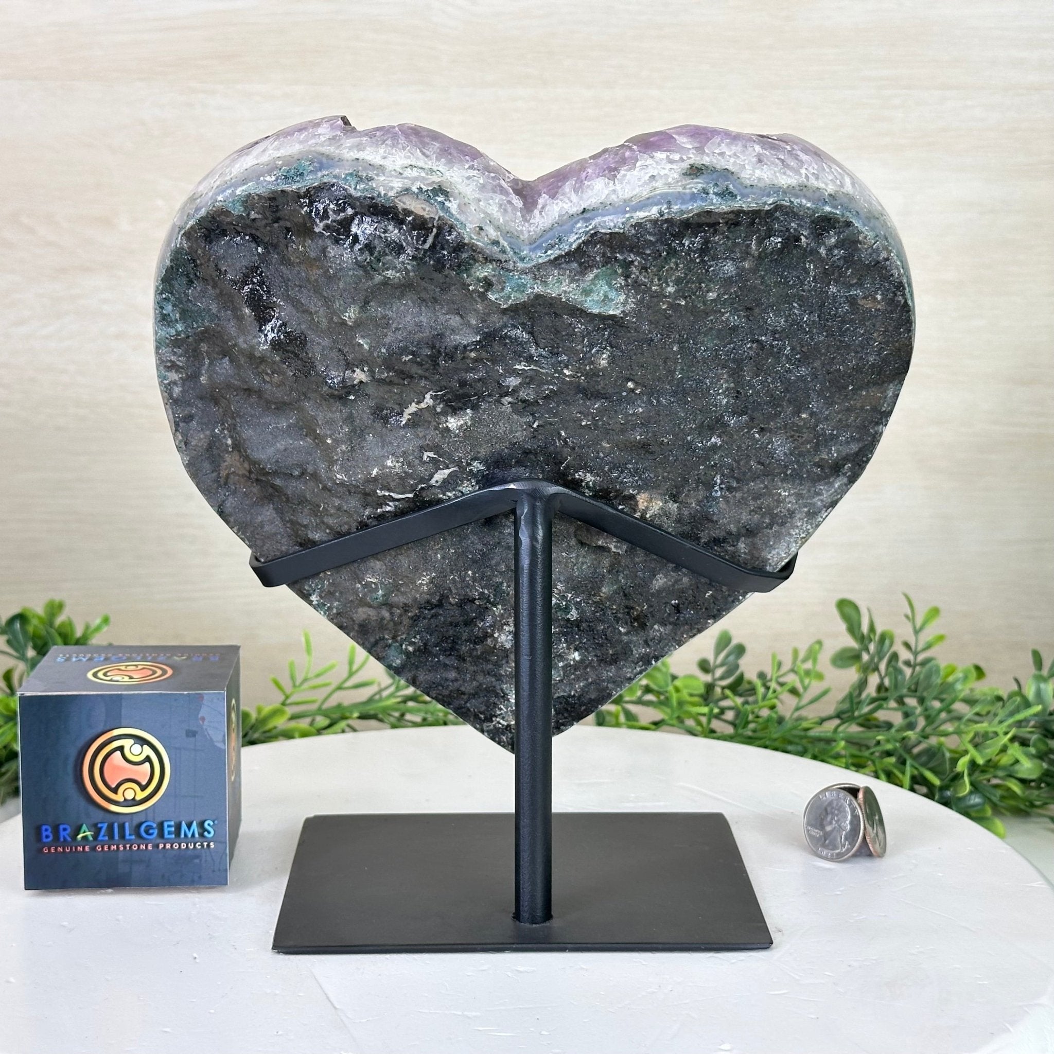 Amethyst Heart Geode on a Metal Stand, 11 lbs & 9.8" Tall #5463 - 0354 - Brazil GemsBrazil GemsAmethyst Heart Geode on a Metal Stand, 11 lbs & 9.8" Tall #5463 - 0354Hearts5463 - 0354