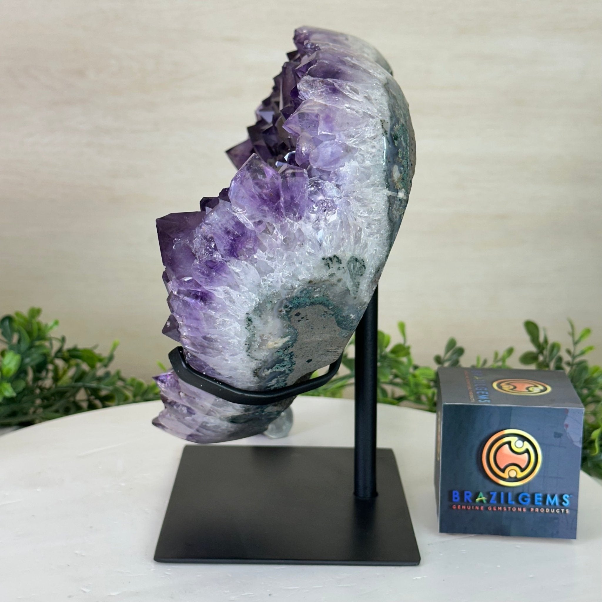 Amethyst Heart Geode on a Metal Stand, 12.3 lbs & 9.4" Tall #5463 - 0357 - Brazil GemsBrazil GemsAmethyst Heart Geode on a Metal Stand, 12.3 lbs & 9.4" Tall #5463 - 0357Hearts5463 - 0357