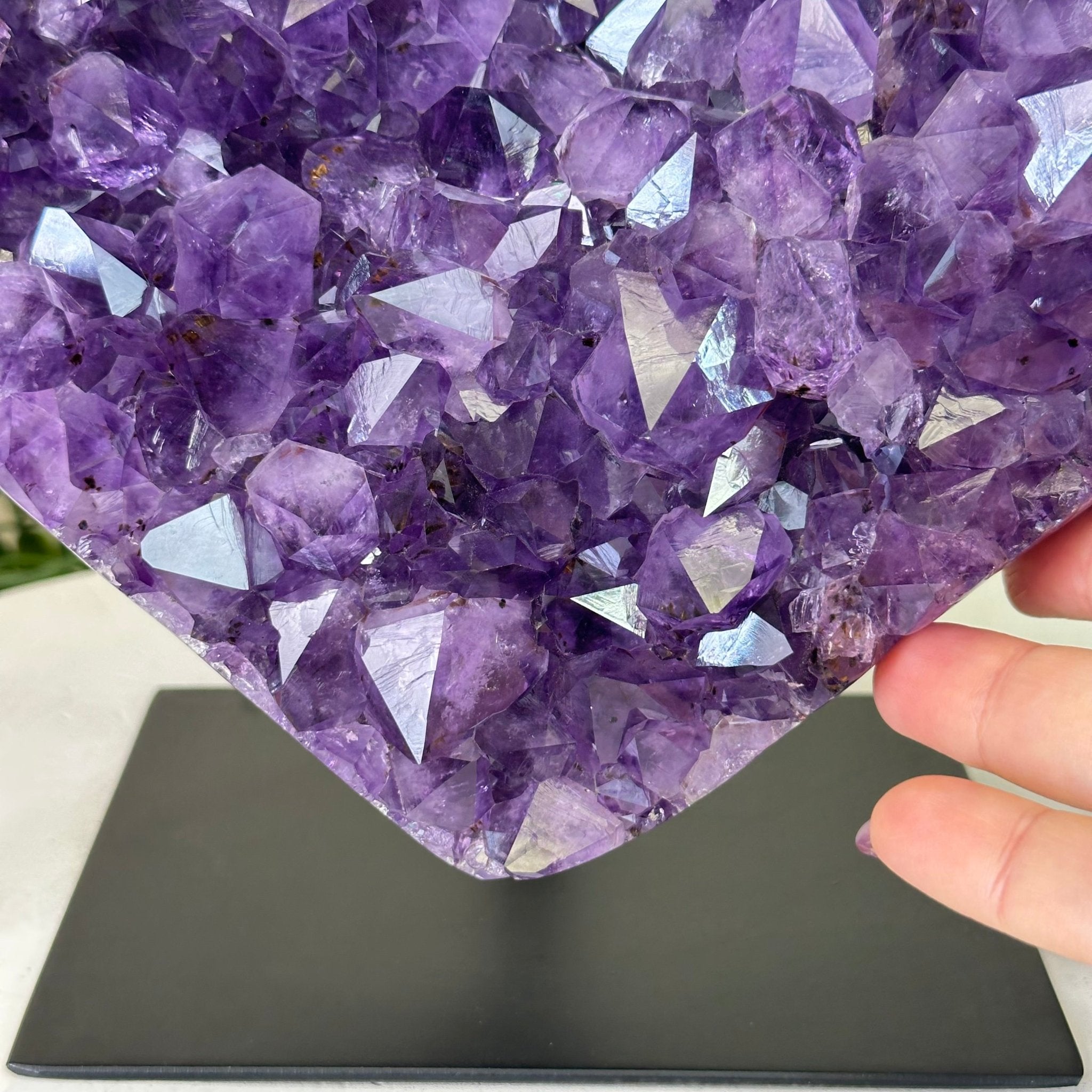 Amethyst Heart Geode on a Metal Stand, 12.3 lbs & 9.4" Tall #5463 - 0357 - Brazil GemsBrazil GemsAmethyst Heart Geode on a Metal Stand, 12.3 lbs & 9.4" Tall #5463 - 0357Hearts5463 - 0357