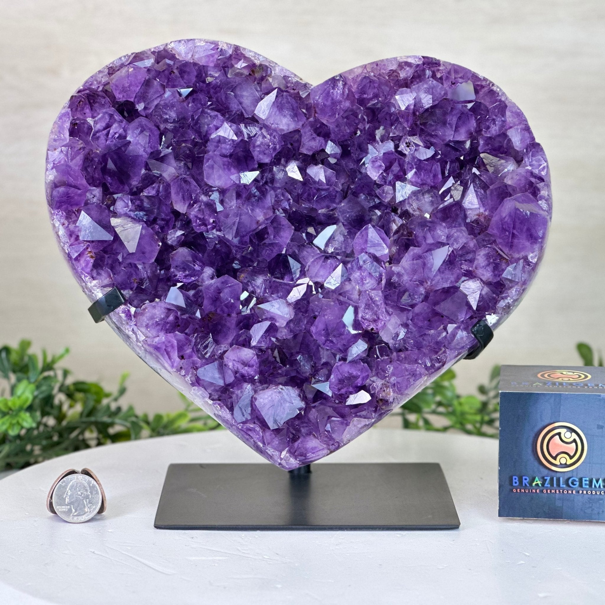 Amethyst Heart Geode on a Metal Stand, 12.3 lbs & 9.4" Tall #5463 - 0357 - Brazil GemsBrazil GemsAmethyst Heart Geode on a Metal Stand, 12.3 lbs & 9.4" Tall #5463 - 0357Hearts5463 - 0357