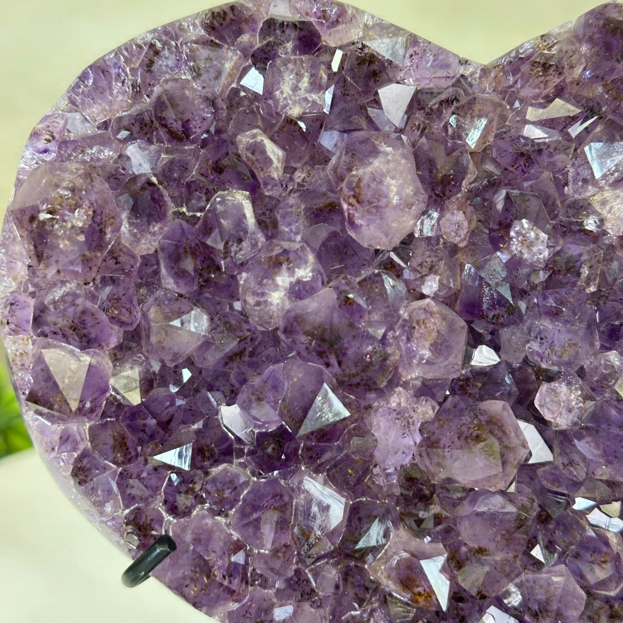 Amethyst Heart Geode on a Metal Stand, 2 lbs & 6.4" Tall #5463 - 0311 - Brazil GemsBrazil GemsAmethyst Heart Geode on a Metal Stand, 2 lbs & 6.4" Tall #5463 - 0311Hearts5463 - 0311