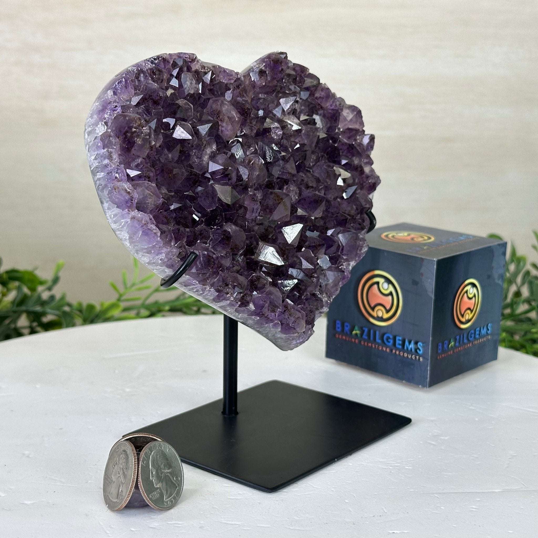 Amethyst Heart Geode on a Metal Stand, 2 lbs & 6.4" Tall #5463 - 0311 - Brazil GemsBrazil GemsAmethyst Heart Geode on a Metal Stand, 2 lbs & 6.4" Tall #5463 - 0311Hearts5463 - 0311