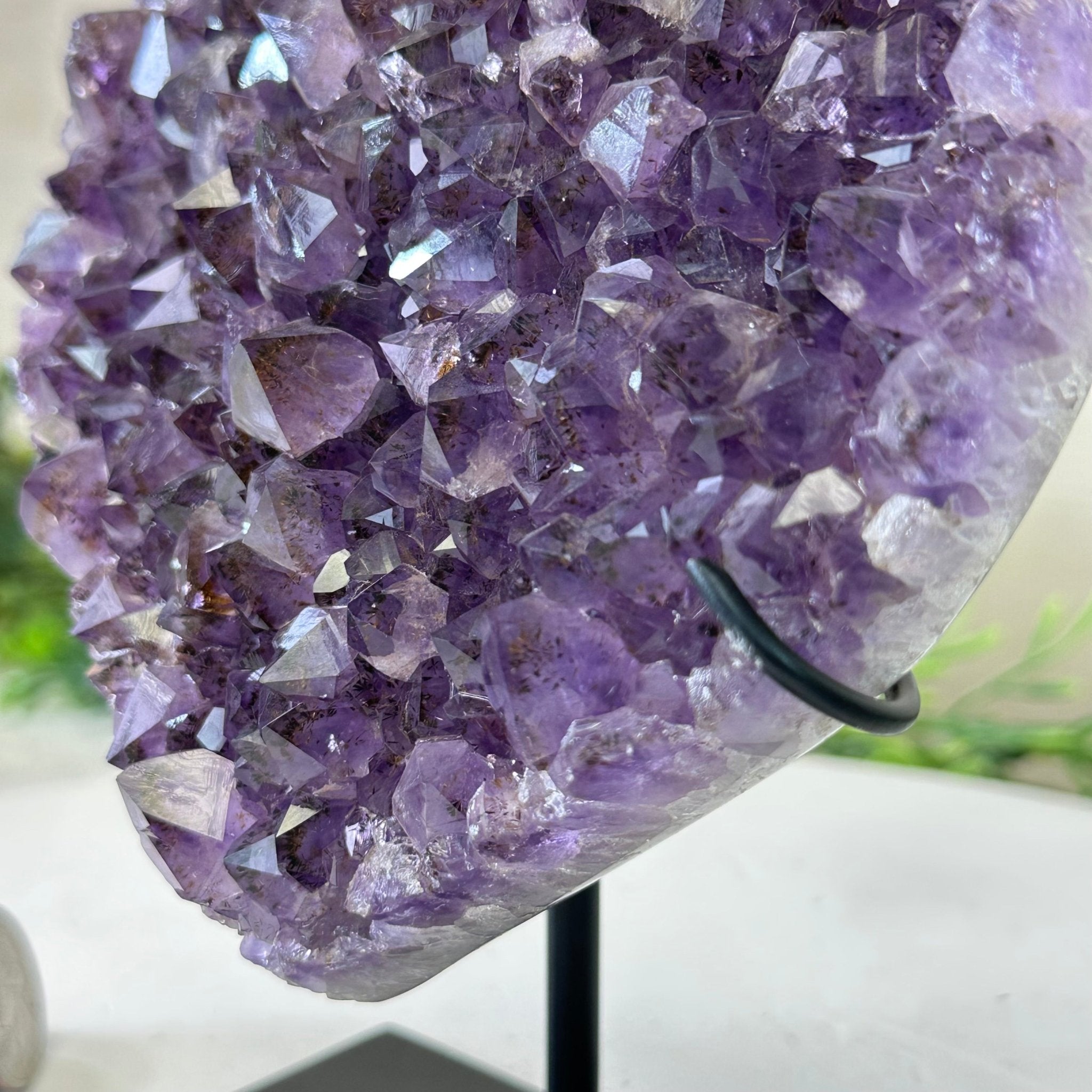 Amethyst Heart Geode on a Metal Stand, 2 lbs & 6.4" Tall #5463 - 0311 - Brazil GemsBrazil GemsAmethyst Heart Geode on a Metal Stand, 2 lbs & 6.4" Tall #5463 - 0311Hearts5463 - 0311