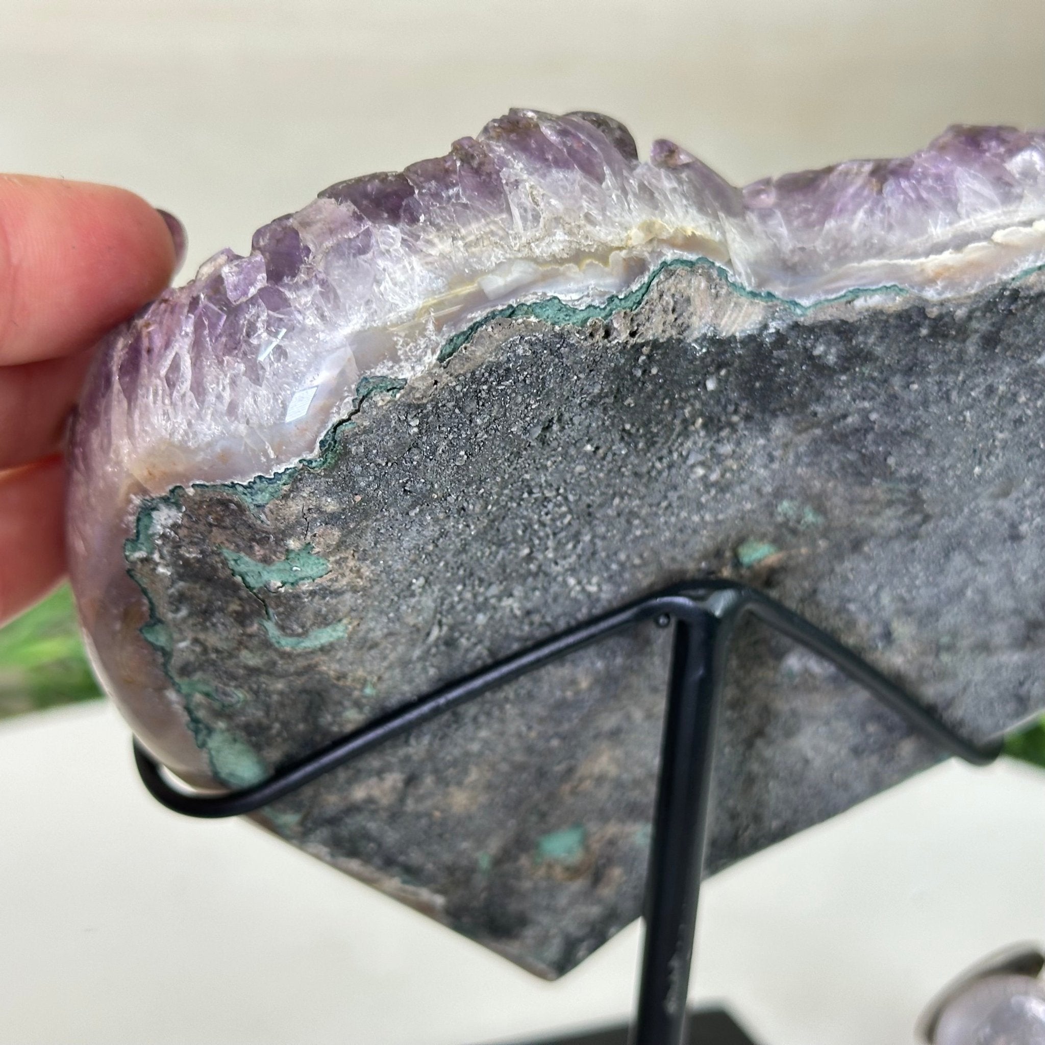 Amethyst Heart Geode on a Metal Stand, 2 lbs & 6.4" Tall #5463 - 0311 - Brazil GemsBrazil GemsAmethyst Heart Geode on a Metal Stand, 2 lbs & 6.4" Tall #5463 - 0311Hearts5463 - 0311