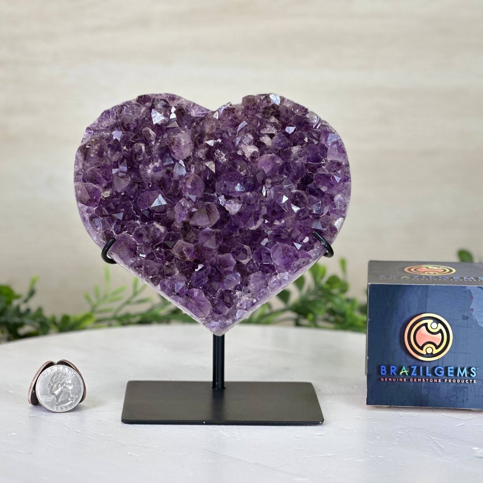 Amethyst Heart Geode on a Metal Stand, 2 lbs & 6.4" Tall #5463 - 0311 - Brazil GemsBrazil GemsAmethyst Heart Geode on a Metal Stand, 2 lbs & 6.4" Tall #5463 - 0311Hearts5463 - 0311