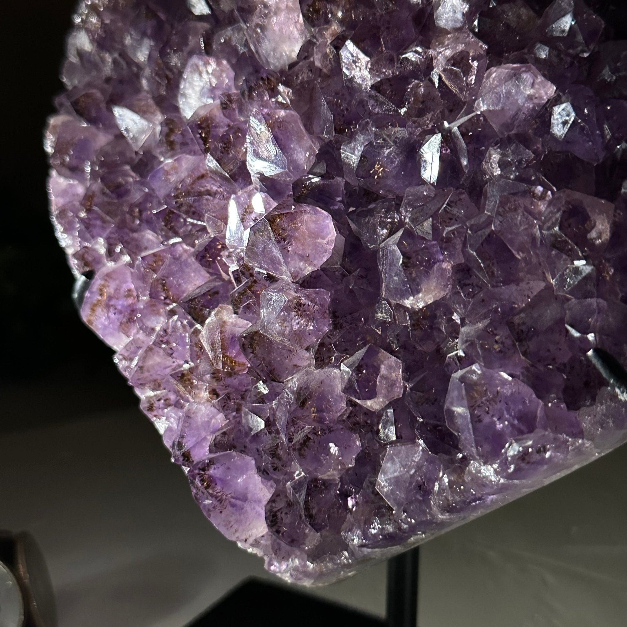 Amethyst Heart Geode on a Metal Stand, 2 lbs & 6.4" Tall #5463 - 0311 - Brazil GemsBrazil GemsAmethyst Heart Geode on a Metal Stand, 2 lbs & 6.4" Tall #5463 - 0311Hearts5463 - 0311