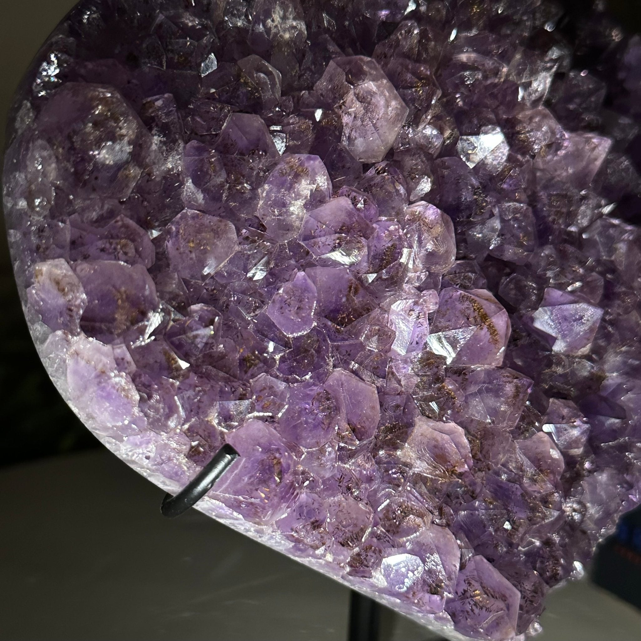 Amethyst Heart Geode on a Metal Stand, 2 lbs & 6.4" Tall #5463 - 0311 - Brazil GemsBrazil GemsAmethyst Heart Geode on a Metal Stand, 2 lbs & 6.4" Tall #5463 - 0311Hearts5463 - 0311