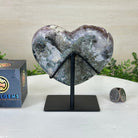 Amethyst Heart Geode on a Metal Stand, 2.1 lbs & 5.4" Tall #5463 - 0340 - Brazil GemsBrazil GemsAmethyst Heart Geode on a Metal Stand, 2.1 lbs & 5.4" Tall #5463 - 0340Hearts5463 - 0340