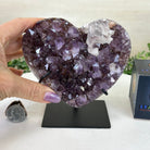 Amethyst Heart Geode on a Metal Stand, 2.1 lbs & 5.4" Tall #5463 - 0340 - Brazil GemsBrazil GemsAmethyst Heart Geode on a Metal Stand, 2.1 lbs & 5.4" Tall #5463 - 0340Hearts5463 - 0340