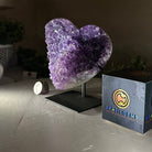 Amethyst Heart Geode on a Metal Stand, 2.3 lbs & 5.6" Tall #5463 - 0313 - Brazil GemsBrazil GemsAmethyst Heart Geode on a Metal Stand, 2.3 lbs & 5.6" Tall #5463 - 0313Hearts5463 - 0313