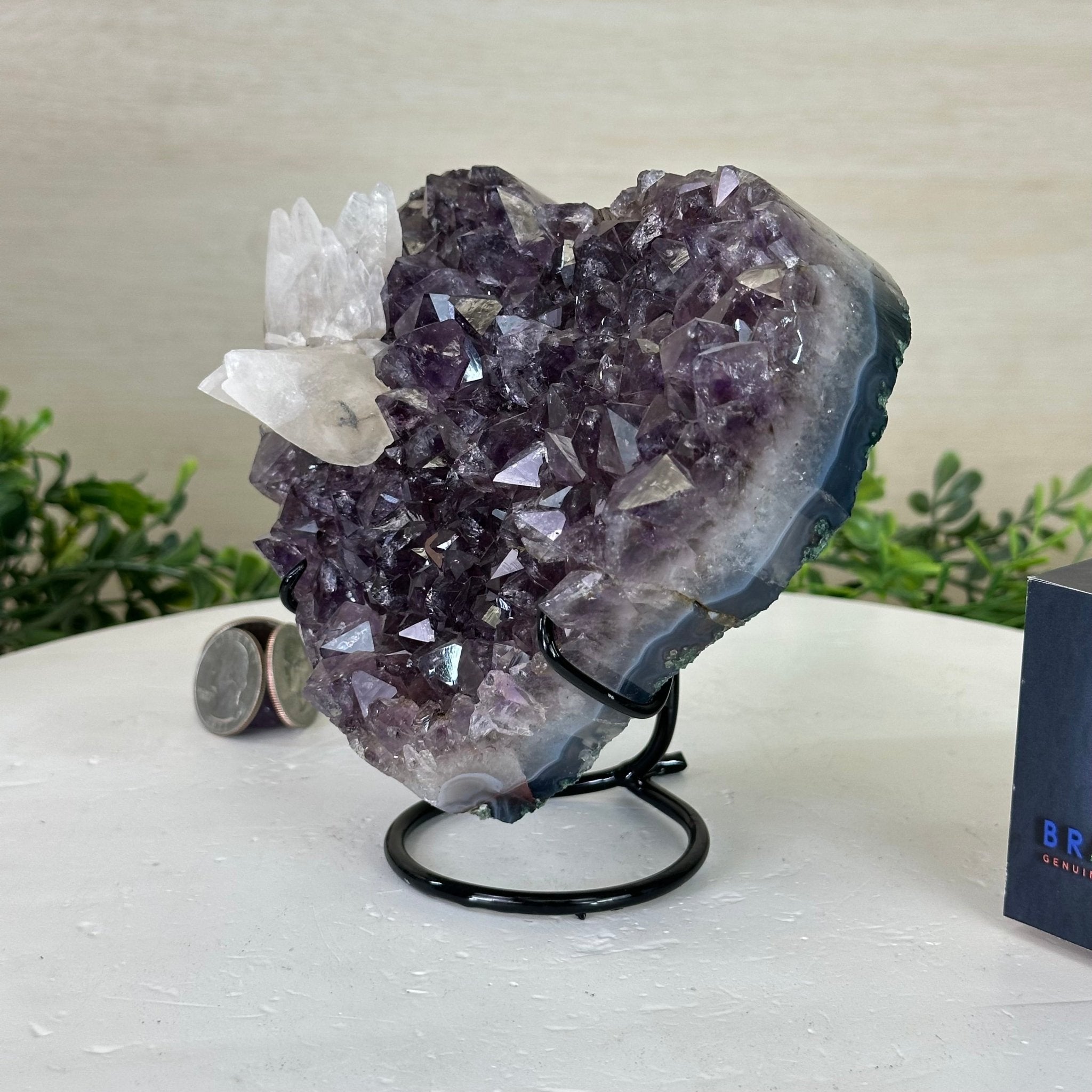 Amethyst Heart Geode on a Metal Stand, 2.5 lbs & 5.4" Tall #5463 - 0341 - Brazil GemsBrazil GemsAmethyst Heart Geode on a Metal Stand, 2.5 lbs & 5.4" Tall #5463 - 0341Hearts5463 - 0341