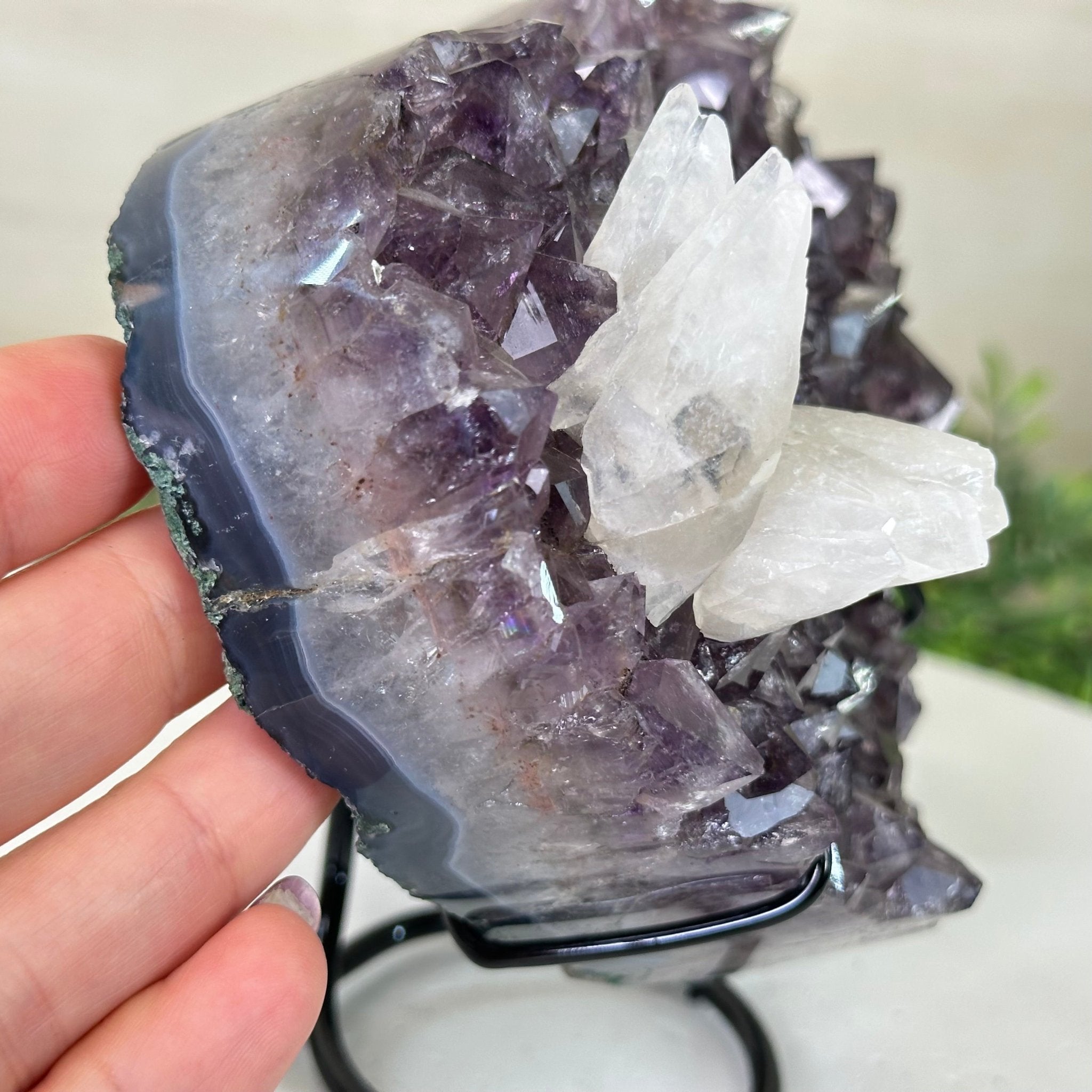 Amethyst Heart Geode on a Metal Stand, 2.5 lbs & 5.4" Tall #5463 - 0341 - Brazil GemsBrazil GemsAmethyst Heart Geode on a Metal Stand, 2.5 lbs & 5.4" Tall #5463 - 0341Hearts5463 - 0341