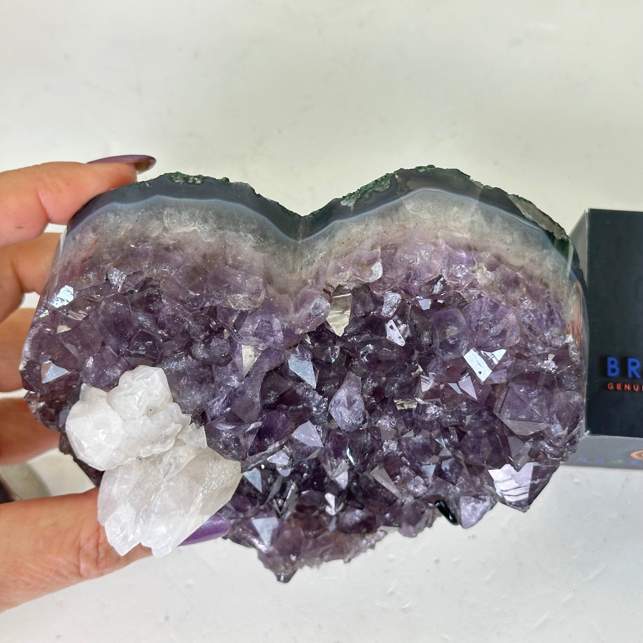 Amethyst Heart Geode on a Metal Stand, 2.5 lbs & 5.4" Tall #5463 - 0341 - Brazil GemsBrazil GemsAmethyst Heart Geode on a Metal Stand, 2.5 lbs & 5.4" Tall #5463 - 0341Hearts5463 - 0341