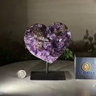 Amethyst Heart Geode on a Metal Stand, 2.7 lbs & 6.3" Tall #5463 - 0314 - Brazil GemsBrazil GemsAmethyst Heart Geode on a Metal Stand, 2.7 lbs & 6.3" Tall #5463 - 0314Hearts5463 - 0314