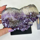 Amethyst Heart Geode on a Metal Stand, 2.7 lbs & 6.3" Tall #5463 - 0314 - Brazil GemsBrazil GemsAmethyst Heart Geode on a Metal Stand, 2.7 lbs & 6.3" Tall #5463 - 0314Hearts5463 - 0314