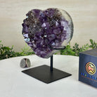 Amethyst Heart Geode on a Metal Stand, 2.7 lbs & 6.3" Tall #5463 - 0314 - Brazil GemsBrazil GemsAmethyst Heart Geode on a Metal Stand, 2.7 lbs & 6.3" Tall #5463 - 0314Hearts5463 - 0314