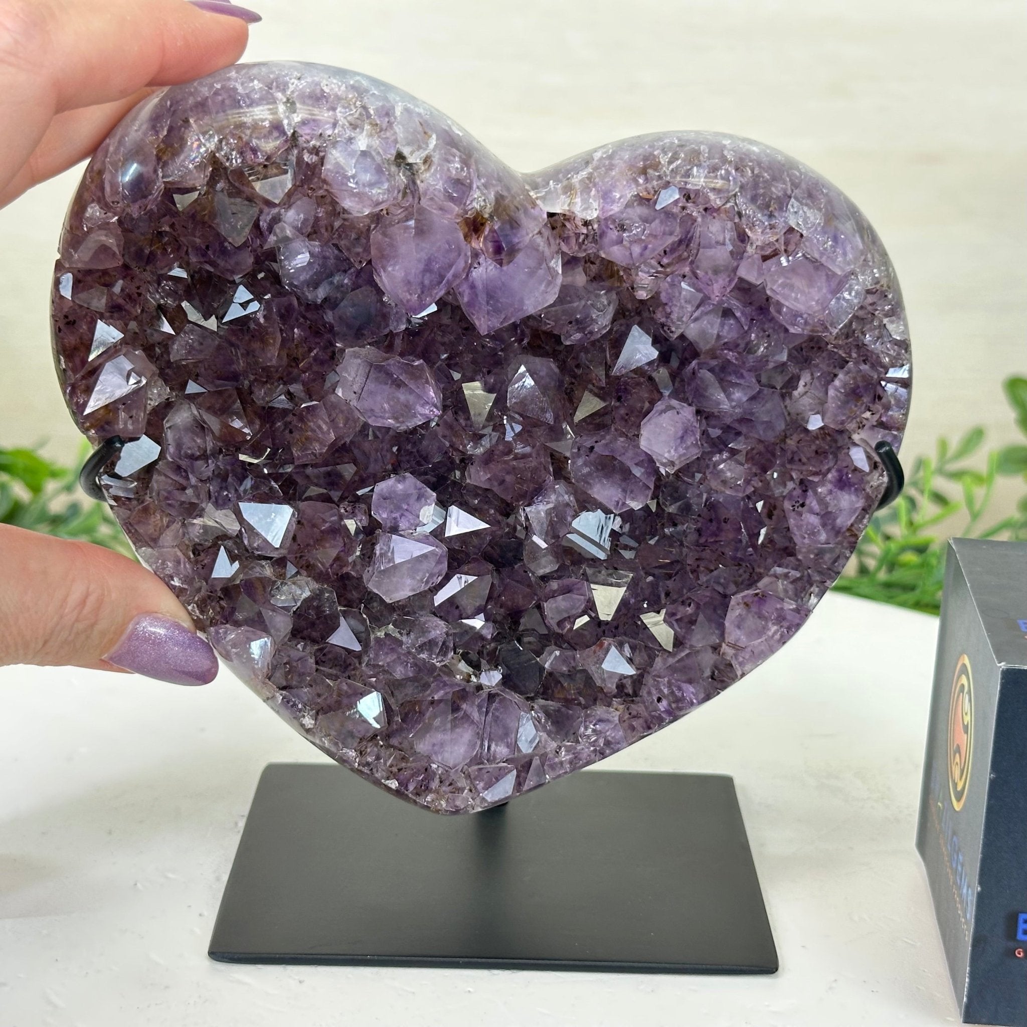 Amethyst Heart Geode on a Metal Stand, 2.9 lbs & 6.1" Tall #5463 - 0315 - Brazil GemsBrazil GemsAmethyst Heart Geode on a Metal Stand, 2.9 lbs & 6.1" Tall #5463 - 0315Hearts5463 - 0315