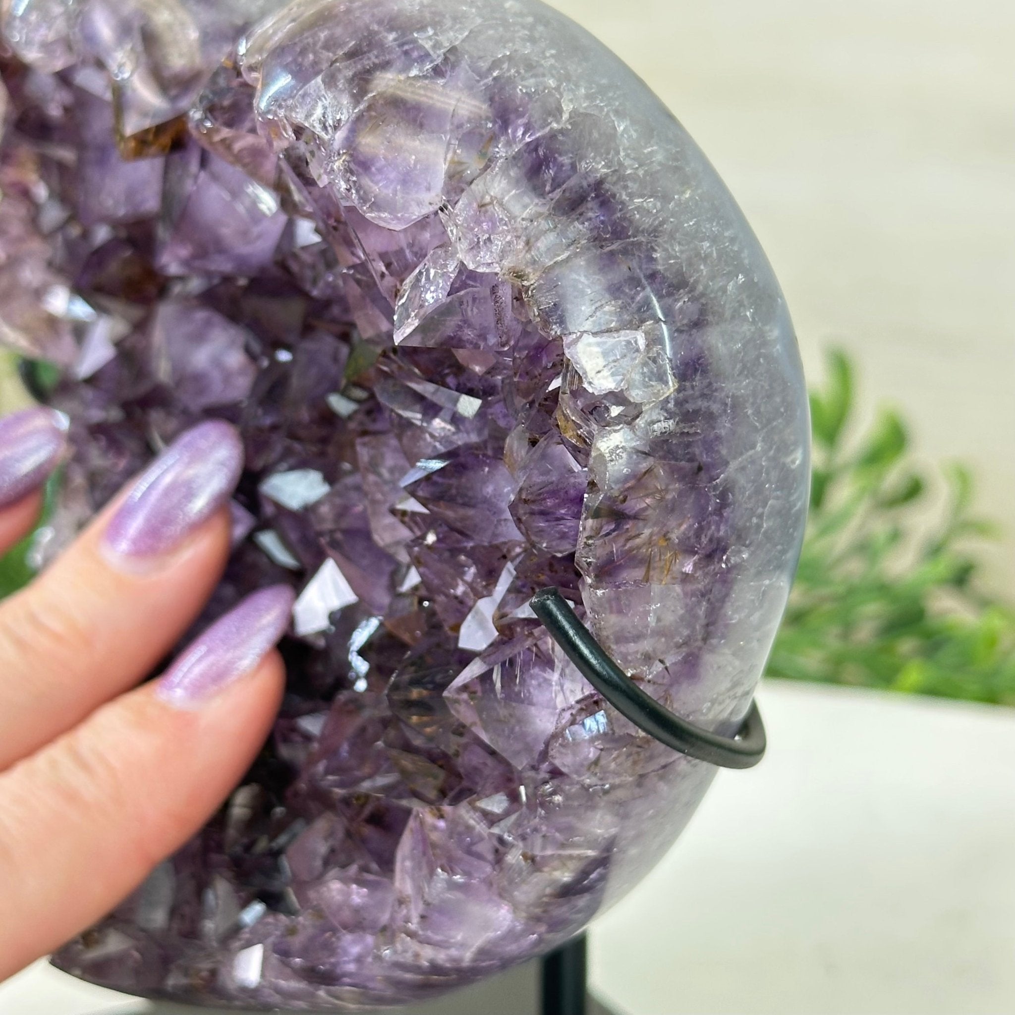 Amethyst Heart Geode on a Metal Stand, 2.9 lbs & 6.1" Tall #5463 - 0315 - Brazil GemsBrazil GemsAmethyst Heart Geode on a Metal Stand, 2.9 lbs & 6.1" Tall #5463 - 0315Hearts5463 - 0315