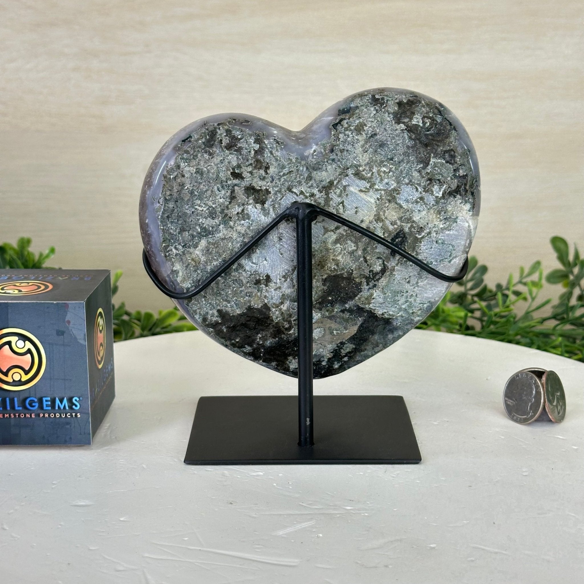 Amethyst Heart Geode on a Metal Stand, 2.9 lbs & 6.1" Tall #5463 - 0315 - Brazil GemsBrazil GemsAmethyst Heart Geode on a Metal Stand, 2.9 lbs & 6.1" Tall #5463 - 0315Hearts5463 - 0315