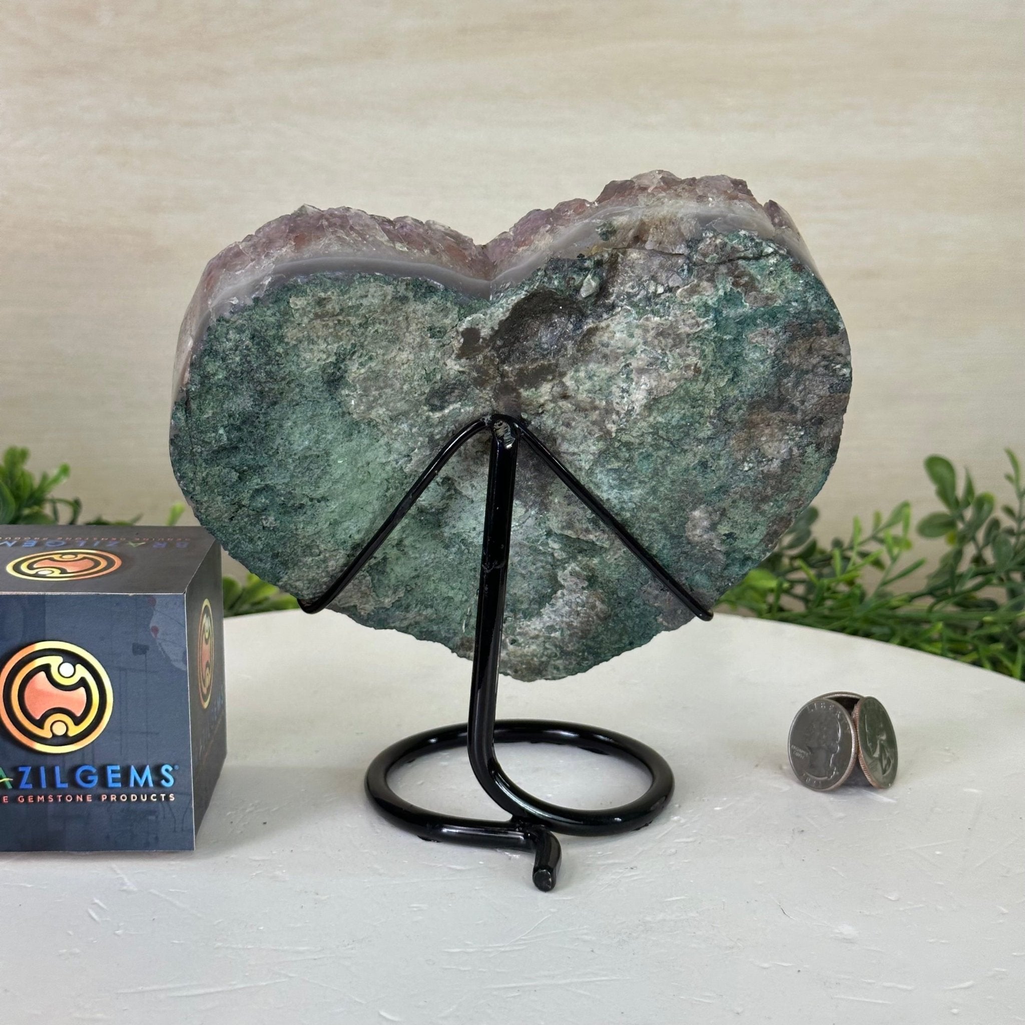 Amethyst Heart Geode on a Metal Stand, 3 lbs & 6.6" Tall #5463 - 0343 - Brazil GemsBrazil GemsAmethyst Heart Geode on a Metal Stand, 3 lbs & 6.6" Tall #5463 - 0343Hearts5463 - 0343