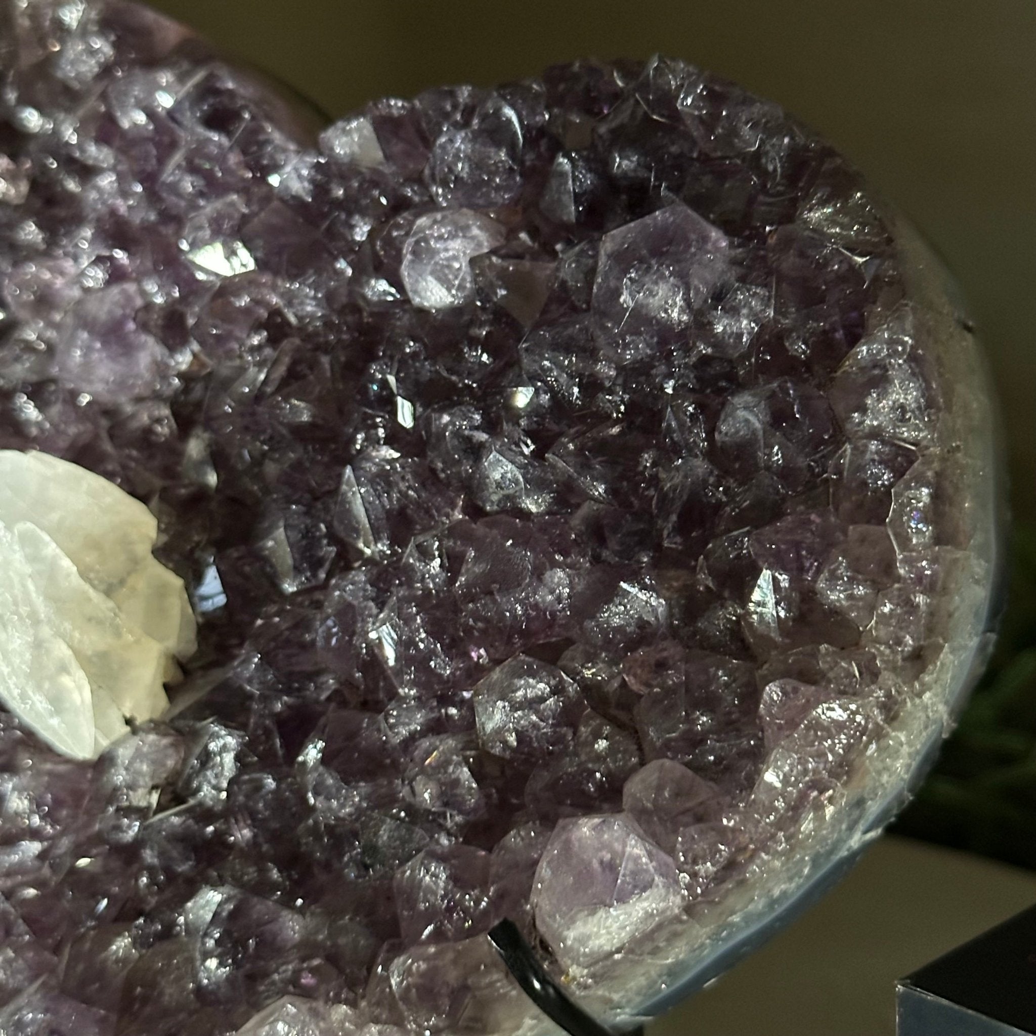 Amethyst Heart Geode on a Metal Stand, 3 lbs & 6.6" Tall #5463 - 0343 - Brazil GemsBrazil GemsAmethyst Heart Geode on a Metal Stand, 3 lbs & 6.6" Tall #5463 - 0343Hearts5463 - 0343