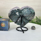 Amethyst Heart Geode on a Metal Stand, 3.1 lbs & 6.1" Tall #5463 - 0344 - Brazil GemsBrazil GemsAmethyst Heart Geode on a Metal Stand, 3.1 lbs & 6.1" Tall #5463 - 0344Hearts5463 - 0344