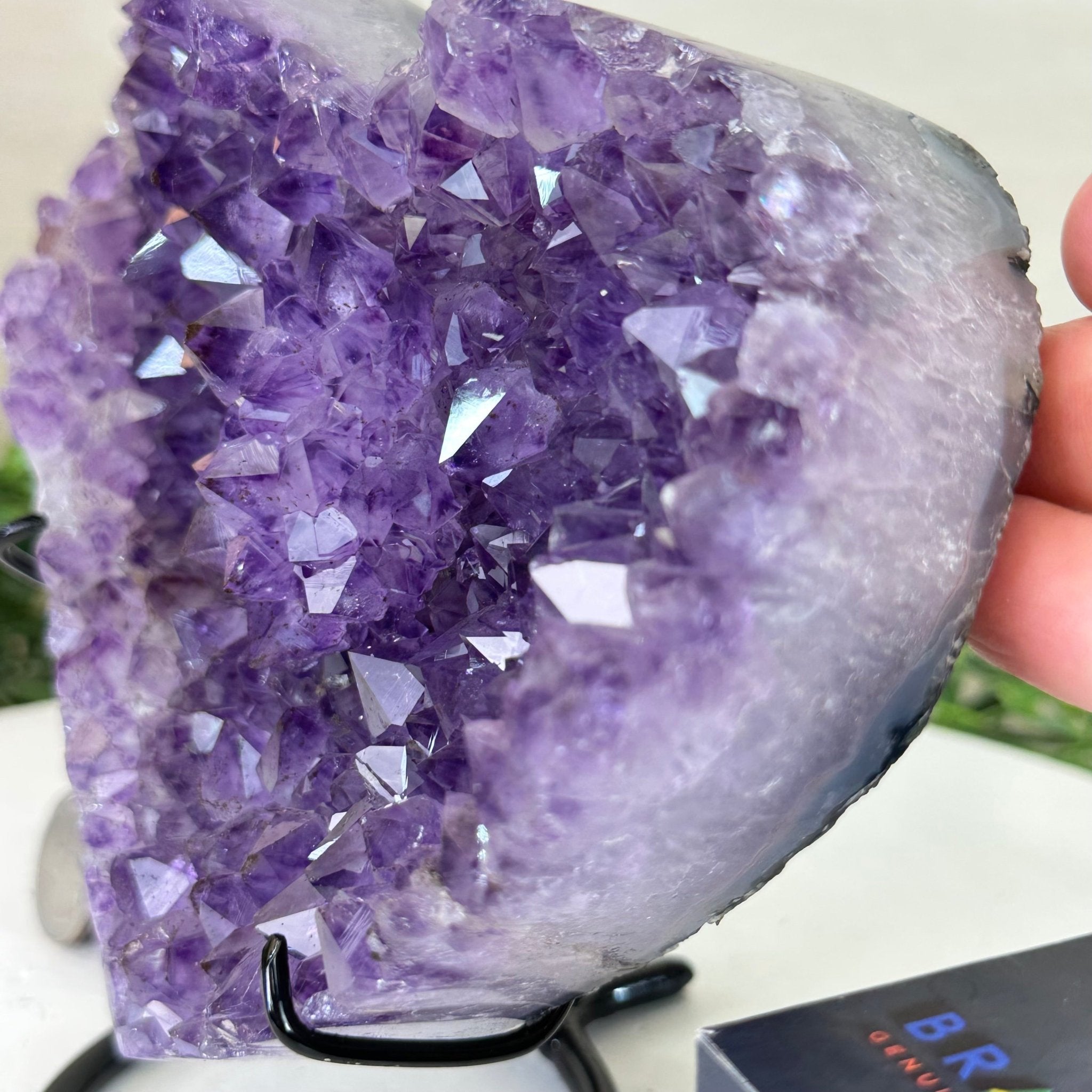 Amethyst Heart Geode on a Metal Stand, 3.1 lbs & 6.1" Tall #5463 - 0344 - Brazil GemsBrazil GemsAmethyst Heart Geode on a Metal Stand, 3.1 lbs & 6.1" Tall #5463 - 0344Hearts5463 - 0344