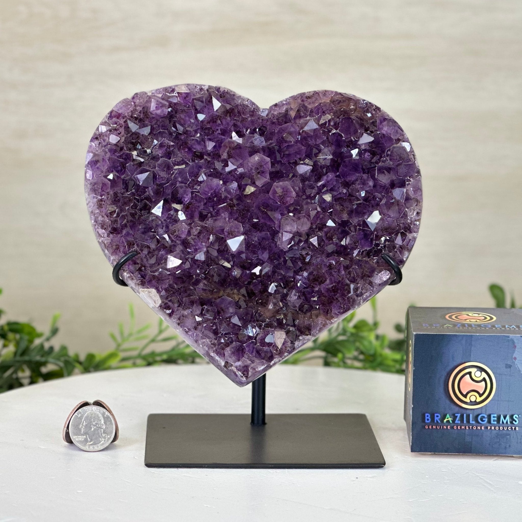 Amethyst Heart Geode on a Metal Stand, 3.3 lbs & 7.5" Tall #5463 - 0317 - Brazil GemsBrazil GemsAmethyst Heart Geode on a Metal Stand, 3.3 lbs & 7.5" Tall #5463 - 0317Hearts5463 - 0317