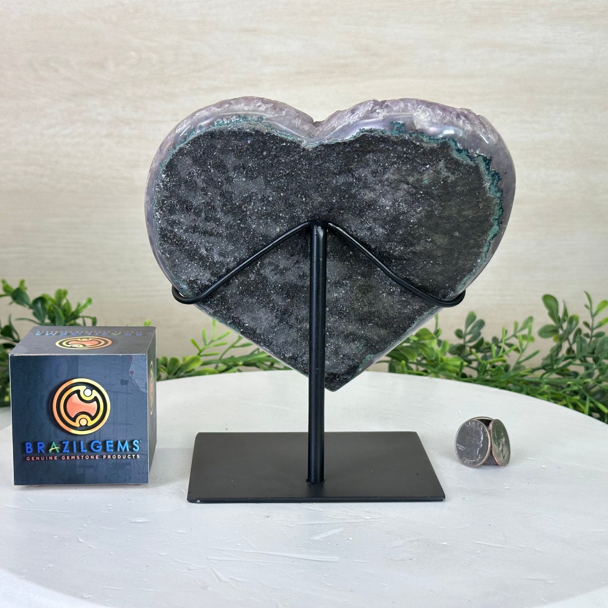 Amethyst Heart Geode on a Metal Stand, 3.3 lbs & 7.5" Tall #5463 - 0317 - Brazil GemsBrazil GemsAmethyst Heart Geode on a Metal Stand, 3.3 lbs & 7.5" Tall #5463 - 0317Hearts5463 - 0317