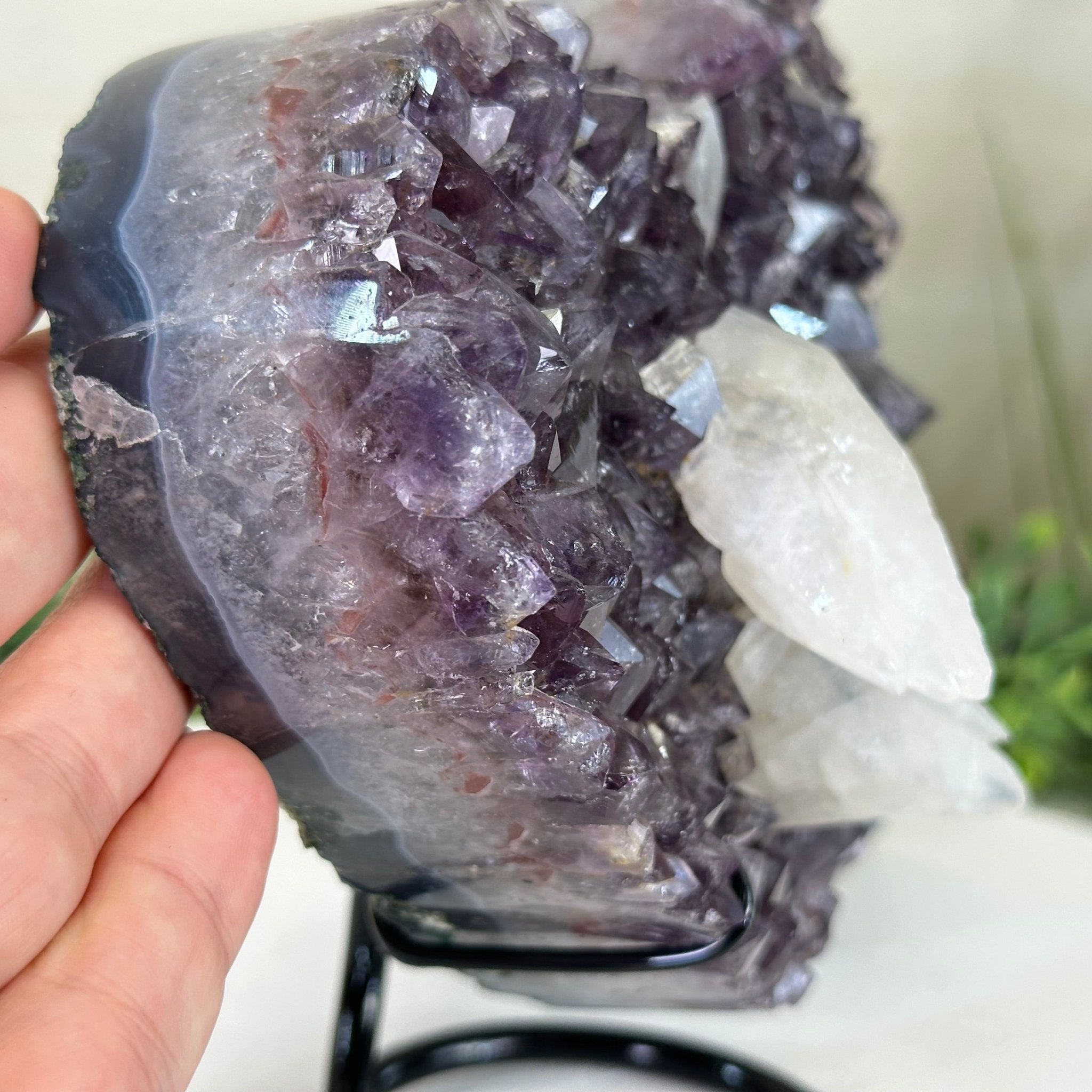 Amethyst Heart Geode on a Metal Stand, 3.5 lbs & 6.5" Tall #5463 - 0346 - Brazil GemsBrazil GemsAmethyst Heart Geode on a Metal Stand, 3.5 lbs & 6.5" Tall #5463 - 0346Hearts5463 - 0346