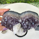 Amethyst Heart Geode on a Metal Stand, 3.5 lbs & 6.5" Tall #5463 - 0346 - Brazil GemsBrazil GemsAmethyst Heart Geode on a Metal Stand, 3.5 lbs & 6.5" Tall #5463 - 0346Hearts5463 - 0346