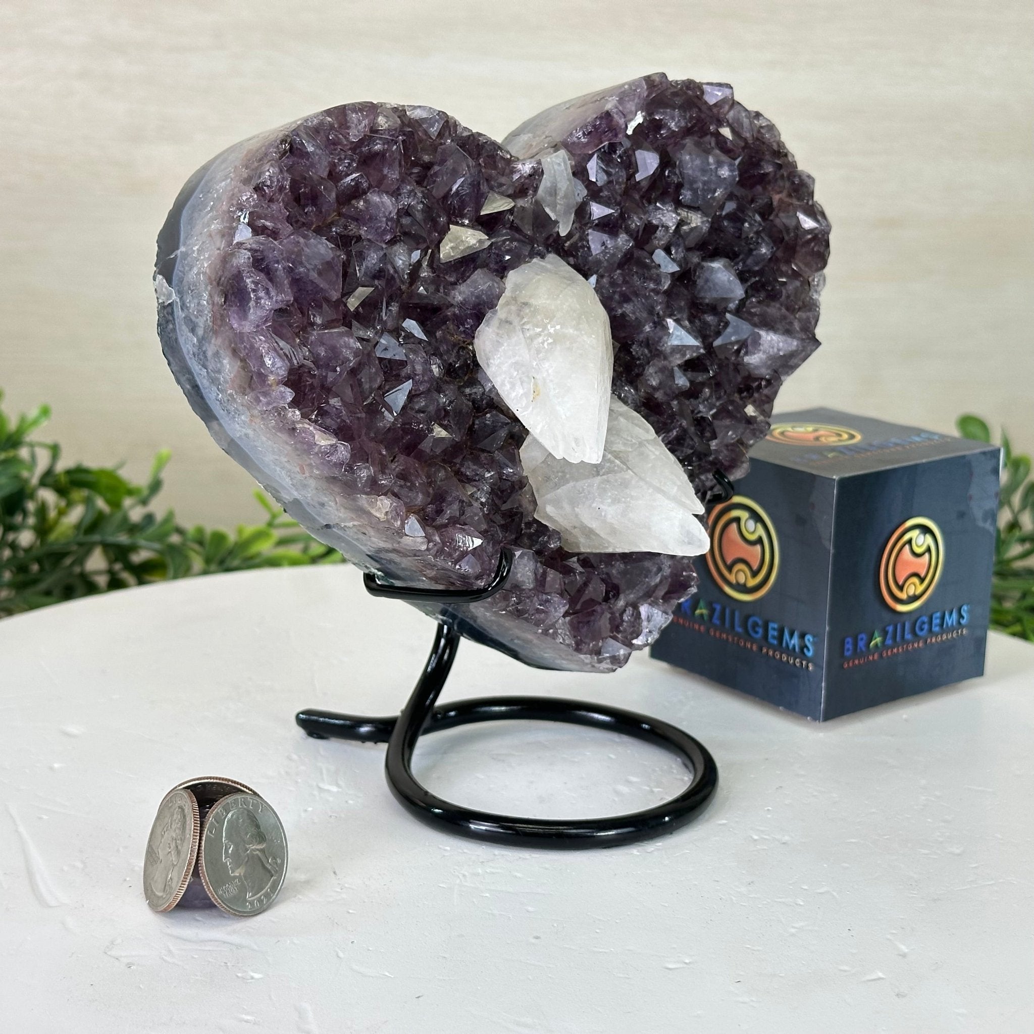 Amethyst Heart Geode on a Metal Stand, 3.5 lbs & 6.5" Tall #5463 - 0346 - Brazil GemsBrazil GemsAmethyst Heart Geode on a Metal Stand, 3.5 lbs & 6.5" Tall #5463 - 0346Hearts5463 - 0346