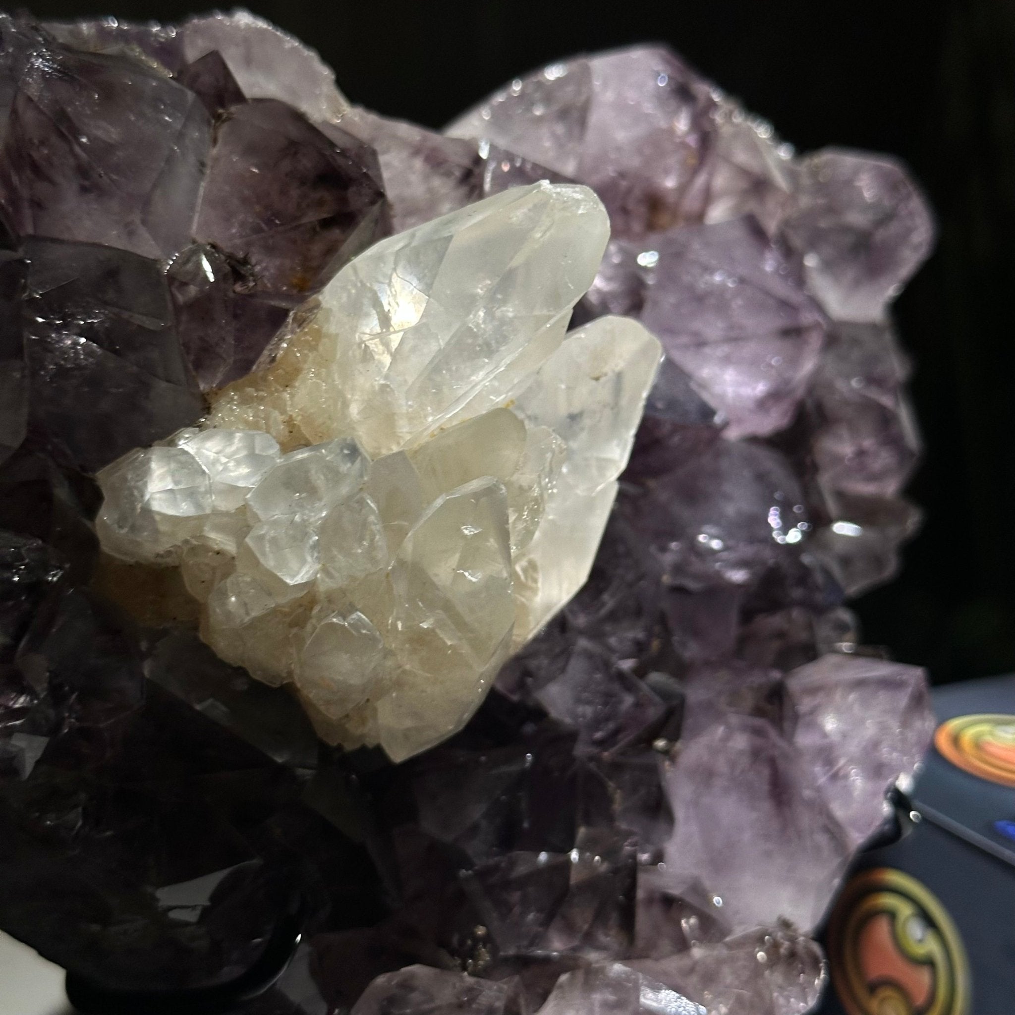 Amethyst Heart Geode on a Metal Stand, 3.5 lbs & 6.8" Tall #5463 - 0347 - Brazil GemsBrazil GemsAmethyst Heart Geode on a Metal Stand, 3.5 lbs & 6.8" Tall #5463 - 0347Hearts5463 - 0347