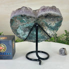 Amethyst Heart Geode on a Metal Stand, 3.5 lbs & 6.8" Tall #5463 - 0347 - Brazil GemsBrazil GemsAmethyst Heart Geode on a Metal Stand, 3.5 lbs & 6.8" Tall #5463 - 0347Hearts5463 - 0347