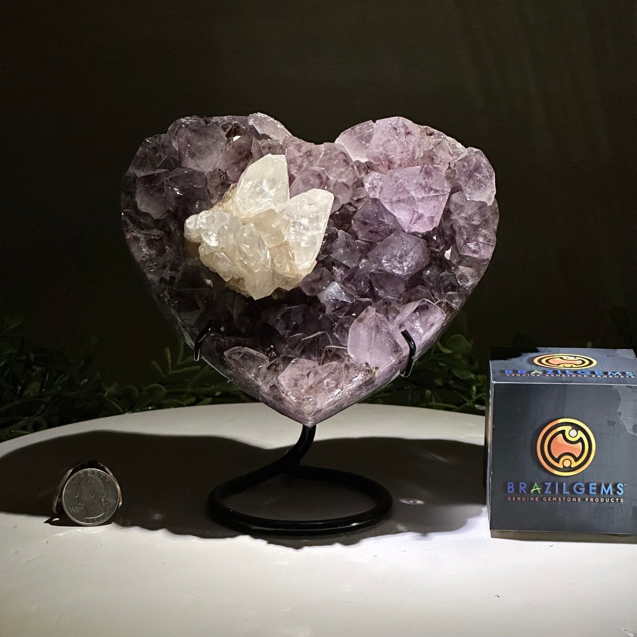 Amethyst Heart Geode on a Metal Stand, 3.5 lbs & 6.8" Tall #5463 - 0347 - Brazil GemsBrazil GemsAmethyst Heart Geode on a Metal Stand, 3.5 lbs & 6.8" Tall #5463 - 0347Hearts5463 - 0347