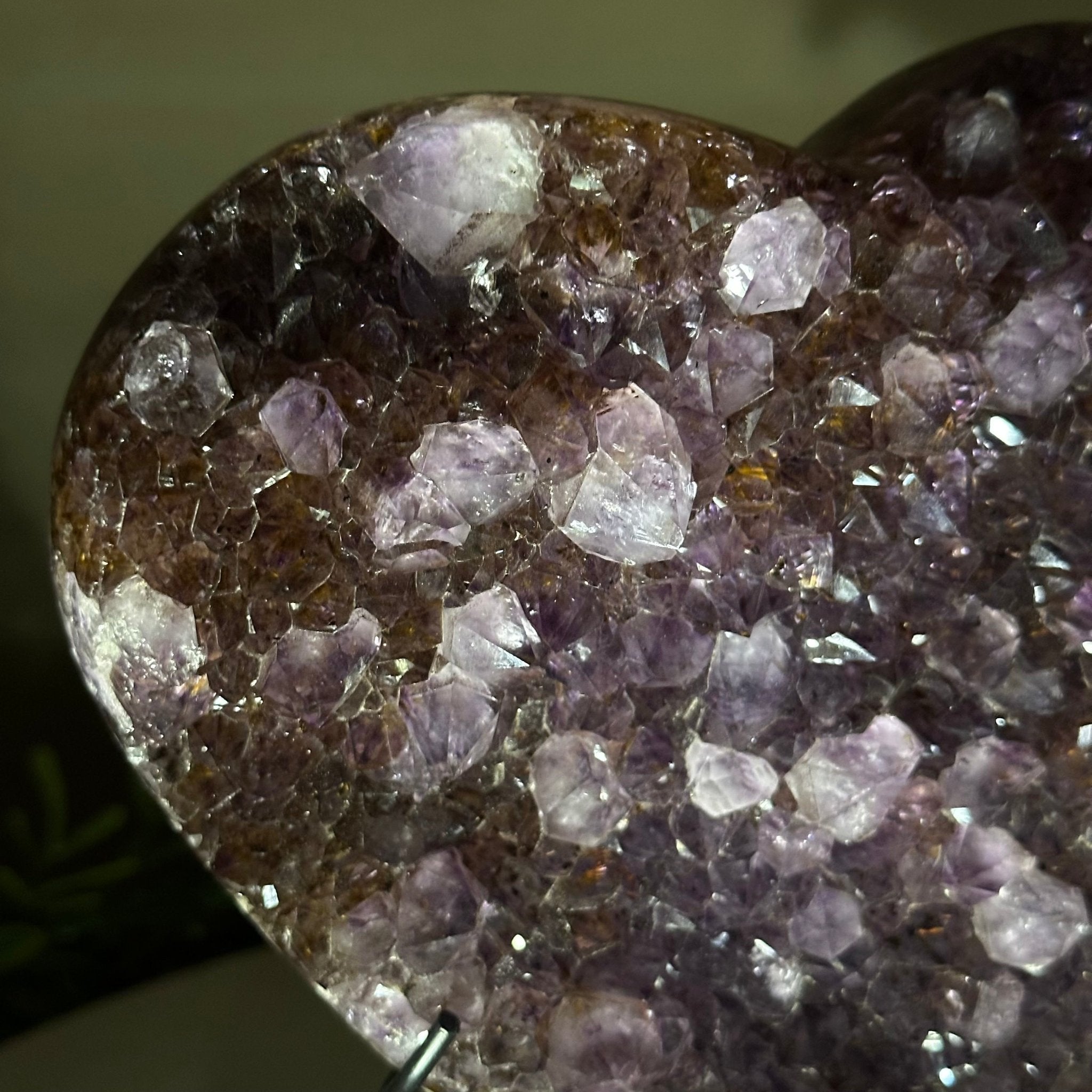 Amethyst Heart Geode on a Metal Stand, 3.8 lbs & 7.2" Tall #5463 - 0319 - Brazil GemsBrazil GemsAmethyst Heart Geode on a Metal Stand, 3.8 lbs & 7.2" Tall #5463 - 0319Hearts5463 - 0319