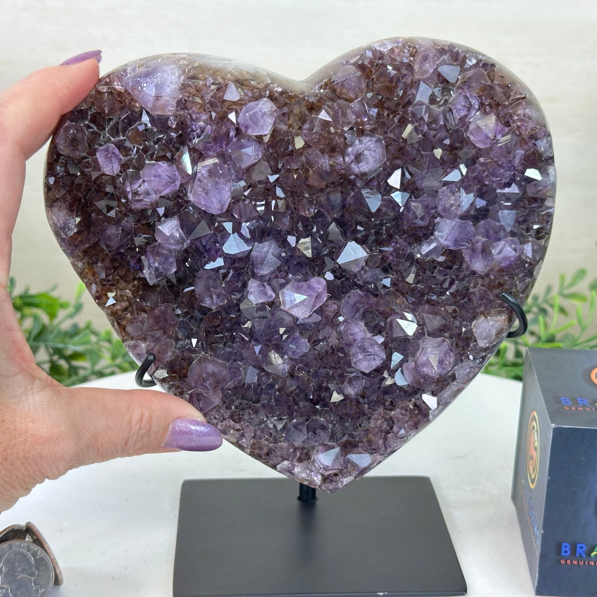 Amethyst Heart Geode on a Metal Stand, 3.8 lbs & 7.2" Tall #5463 - 0319 - Brazil GemsBrazil GemsAmethyst Heart Geode on a Metal Stand, 3.8 lbs & 7.2" Tall #5463 - 0319Hearts5463 - 0319