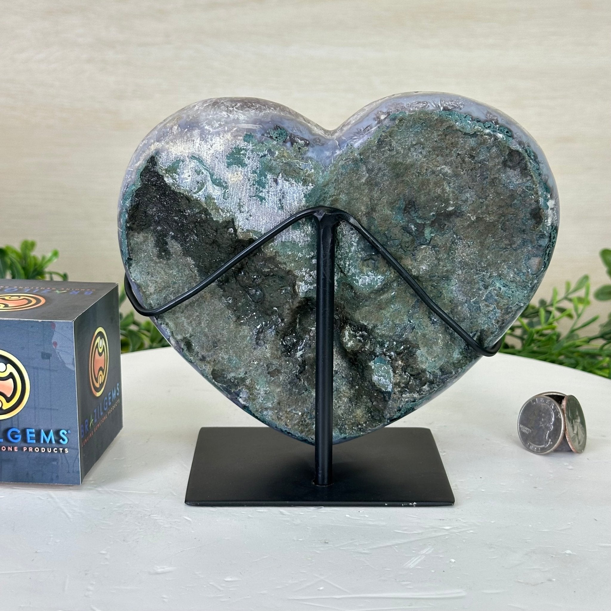 Amethyst Heart Geode on a Metal Stand, 3.9 lbs & 5.9" Tall #5463 - 0321 - Brazil GemsBrazil GemsAmethyst Heart Geode on a Metal Stand, 3.9 lbs & 5.9" Tall #5463 - 0321Hearts5463 - 0321