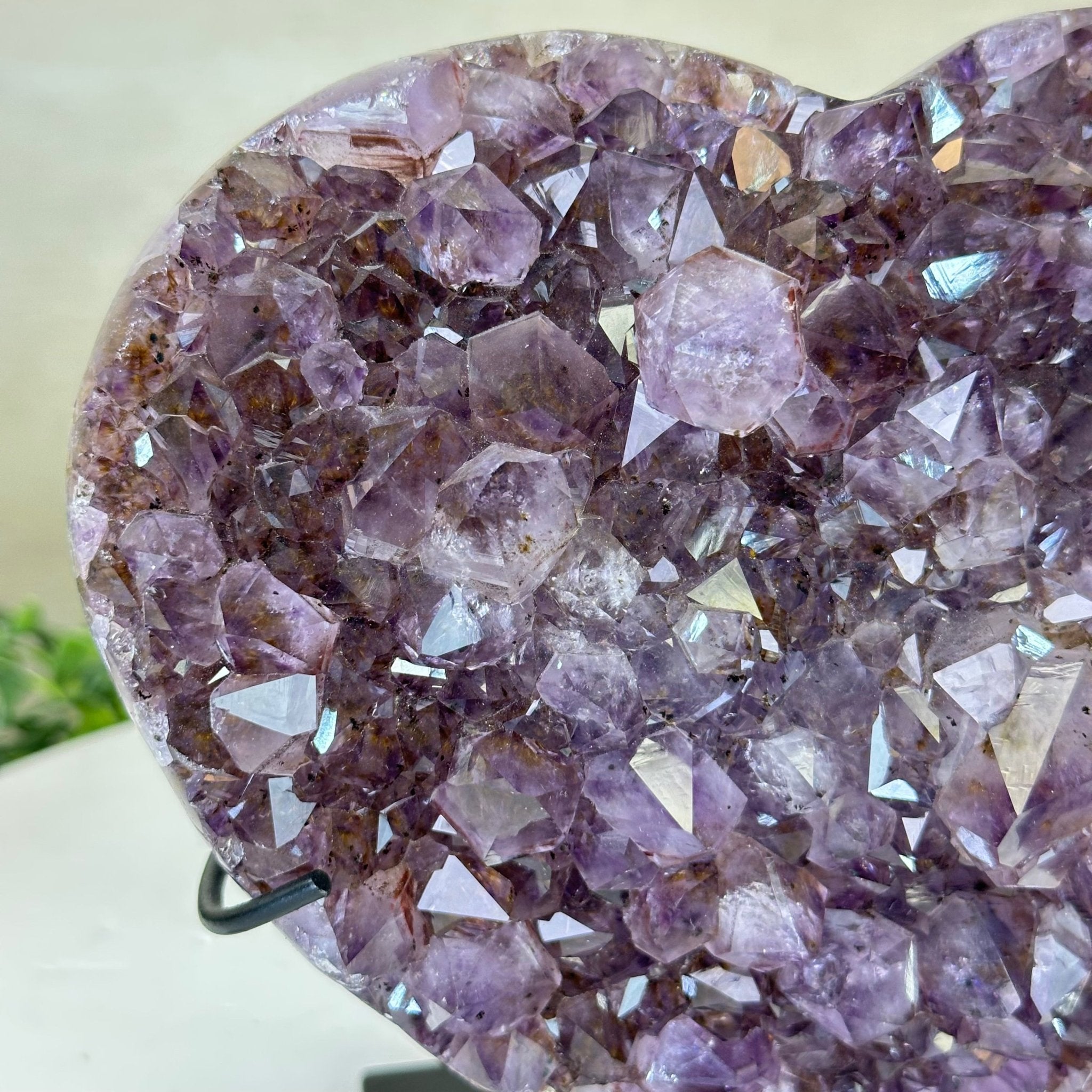 Amethyst Heart Geode on a Metal Stand, 3.9 lbs & 6.2" Tall #5463 - 0320 - Brazil GemsBrazil GemsAmethyst Heart Geode on a Metal Stand, 3.9 lbs & 6.2" Tall #5463 - 0320Hearts5463 - 0320