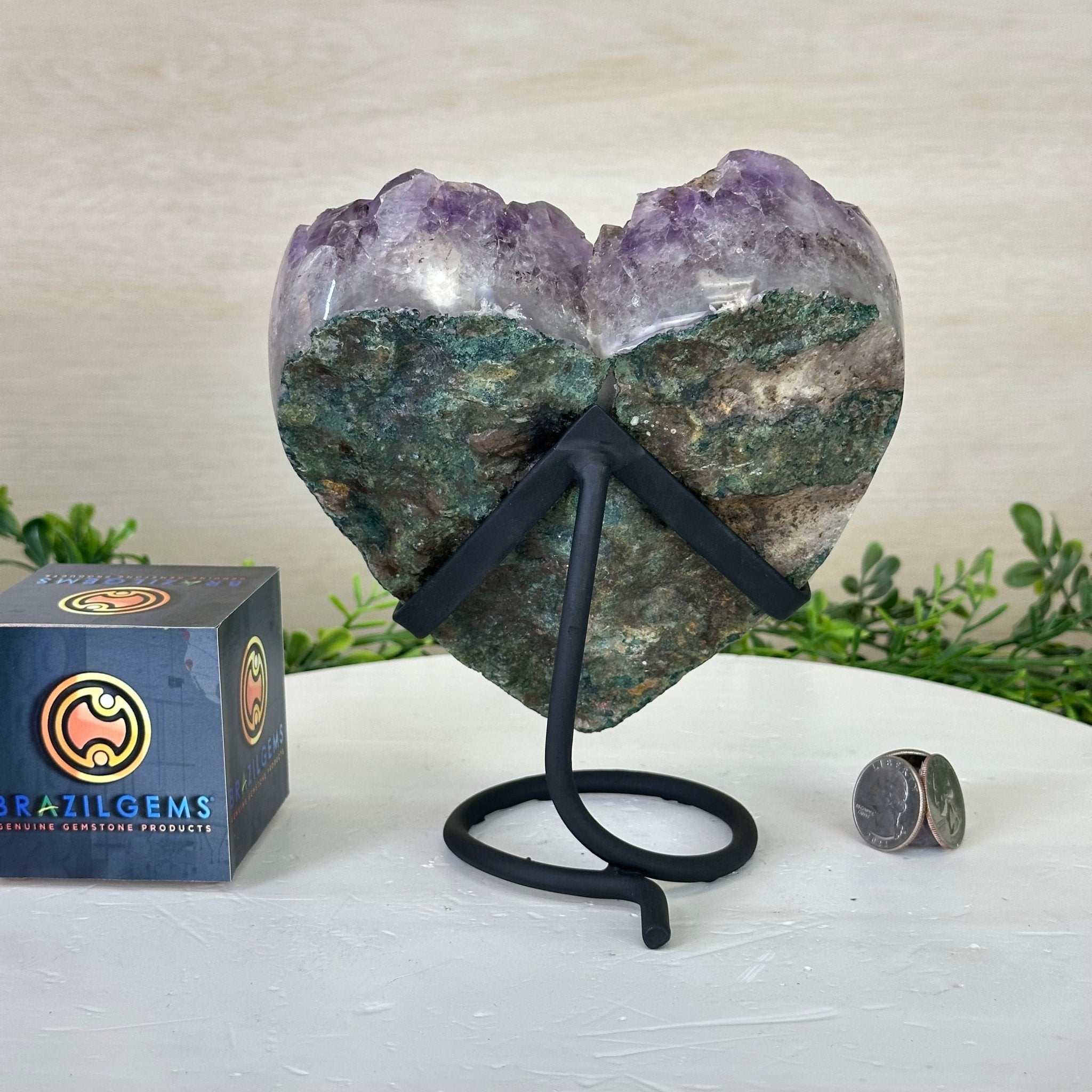 Amethyst Heart Geode on a Metal Stand, 4 lbs & 7" Tall #5463 - 0322 - Brazil GemsBrazil GemsAmethyst Heart Geode on a Metal Stand, 4 lbs & 7" Tall #5463 - 0322Hearts5463 - 0322