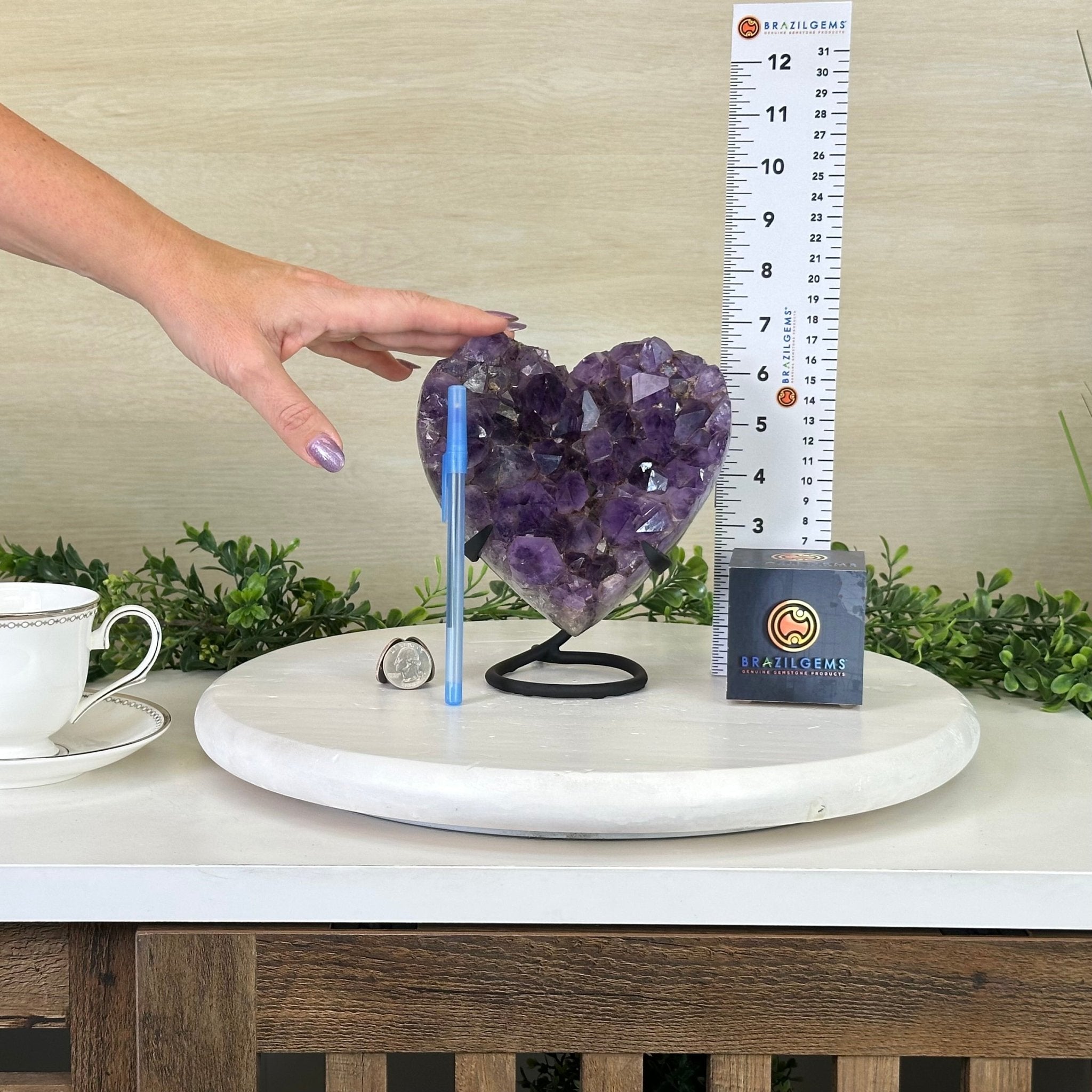 Amethyst Heart Geode on a Metal Stand, 4 lbs & 7" Tall #5463 - 0322 - Brazil GemsBrazil GemsAmethyst Heart Geode on a Metal Stand, 4 lbs & 7" Tall #5463 - 0322Hearts5463 - 0322