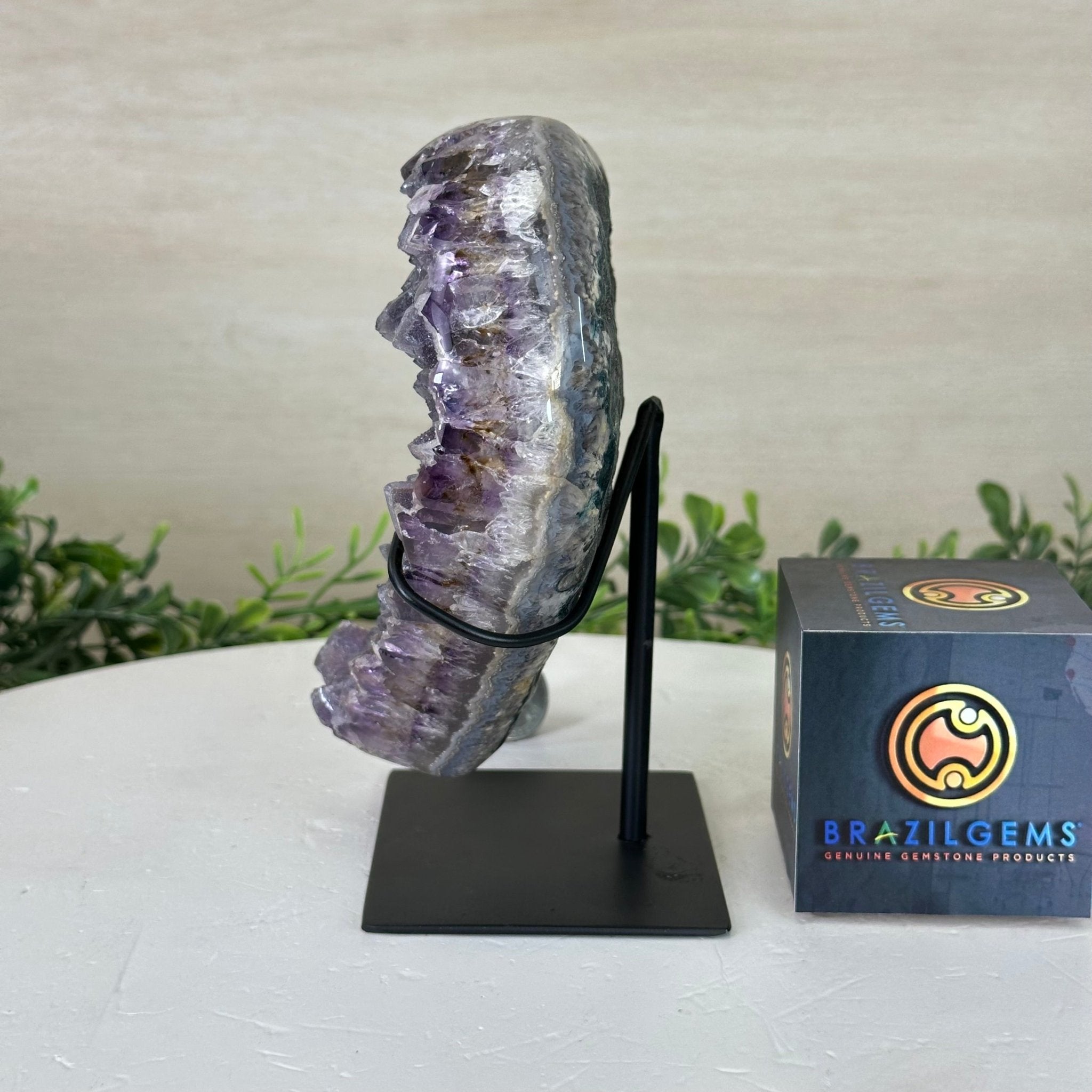 Amethyst Heart Geode on a Metal Stand, 4.1 lbs & 6.9" Tall #5463 - 0323 - Brazil GemsBrazil GemsAmethyst Heart Geode on a Metal Stand, 4.1 lbs & 6.9" Tall #5463 - 0323Hearts5463 - 0323