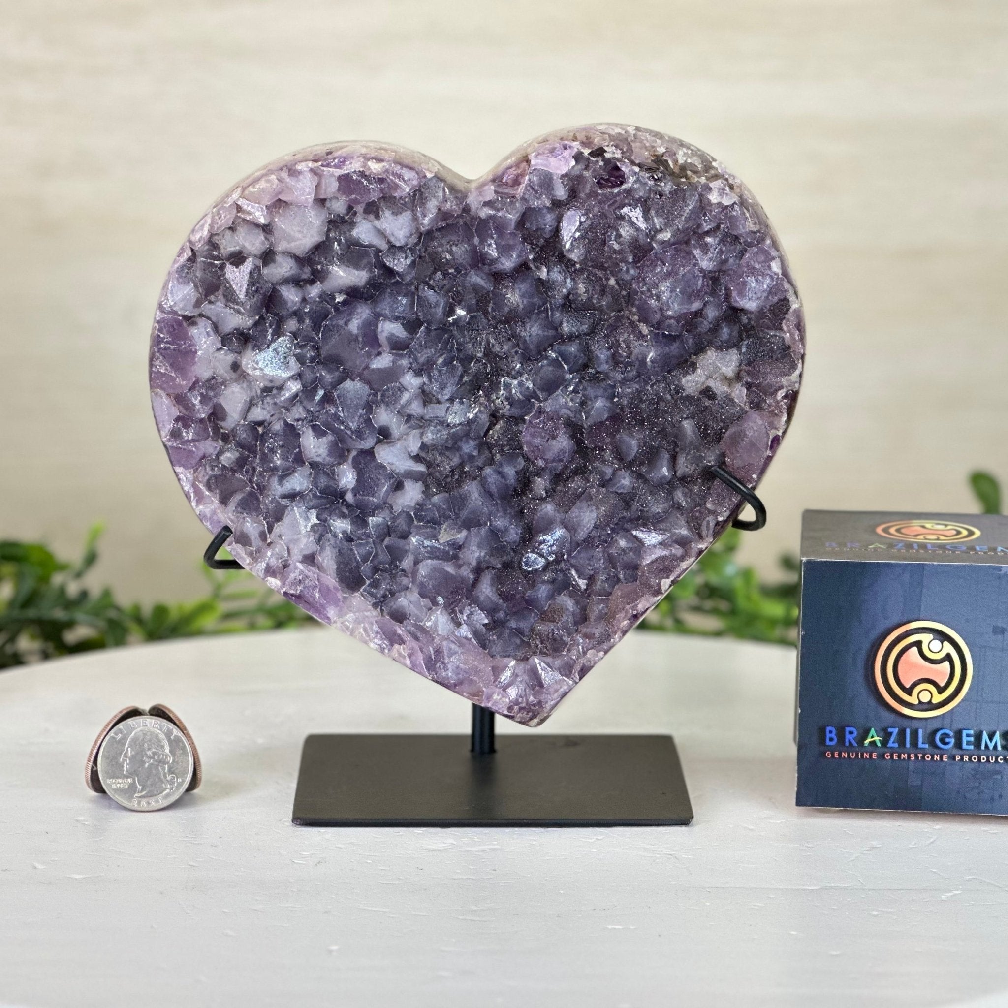 Amethyst Heart Geode on a Metal Stand, 4.1 lbs & 6.9" Tall #5463 - 0323 - Brazil GemsBrazil GemsAmethyst Heart Geode on a Metal Stand, 4.1 lbs & 6.9" Tall #5463 - 0323Hearts5463 - 0323