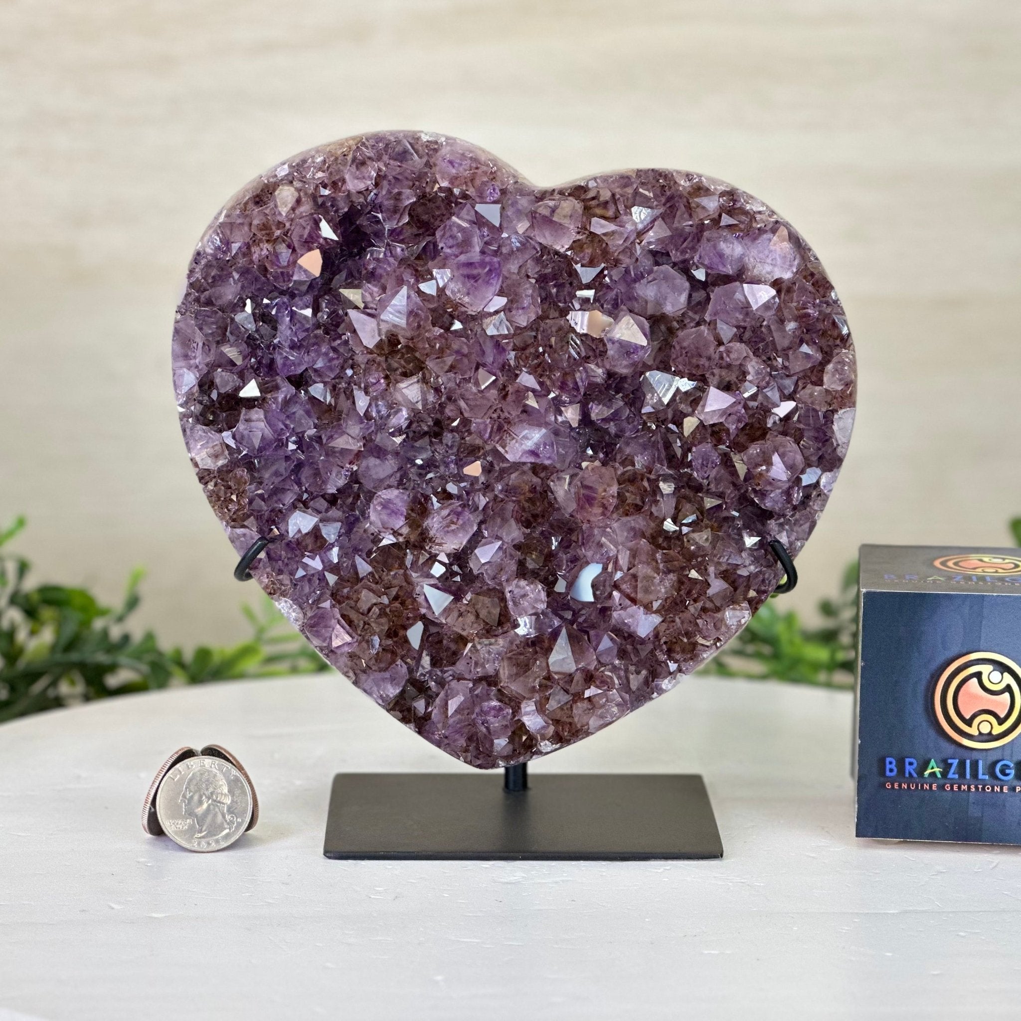 Amethyst Heart Geode on a Metal Stand, 4.3 lbs & 7.1" Tall #5463 - 0324 - Brazil GemsBrazil GemsAmethyst Heart Geode on a Metal Stand, 4.3 lbs & 7.1" Tall #5463 - 0324Hearts5463 - 0324