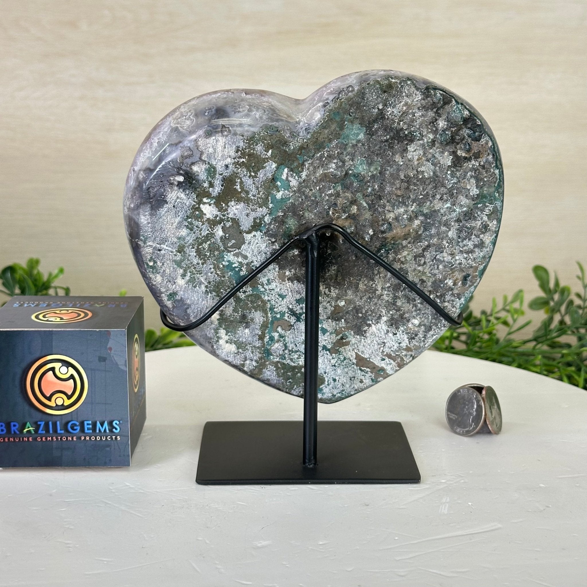 Amethyst Heart Geode on a Metal Stand, 4.3 lbs & 7.1" Tall #5463 - 0324 - Brazil GemsBrazil GemsAmethyst Heart Geode on a Metal Stand, 4.3 lbs & 7.1" Tall #5463 - 0324Hearts5463 - 0324