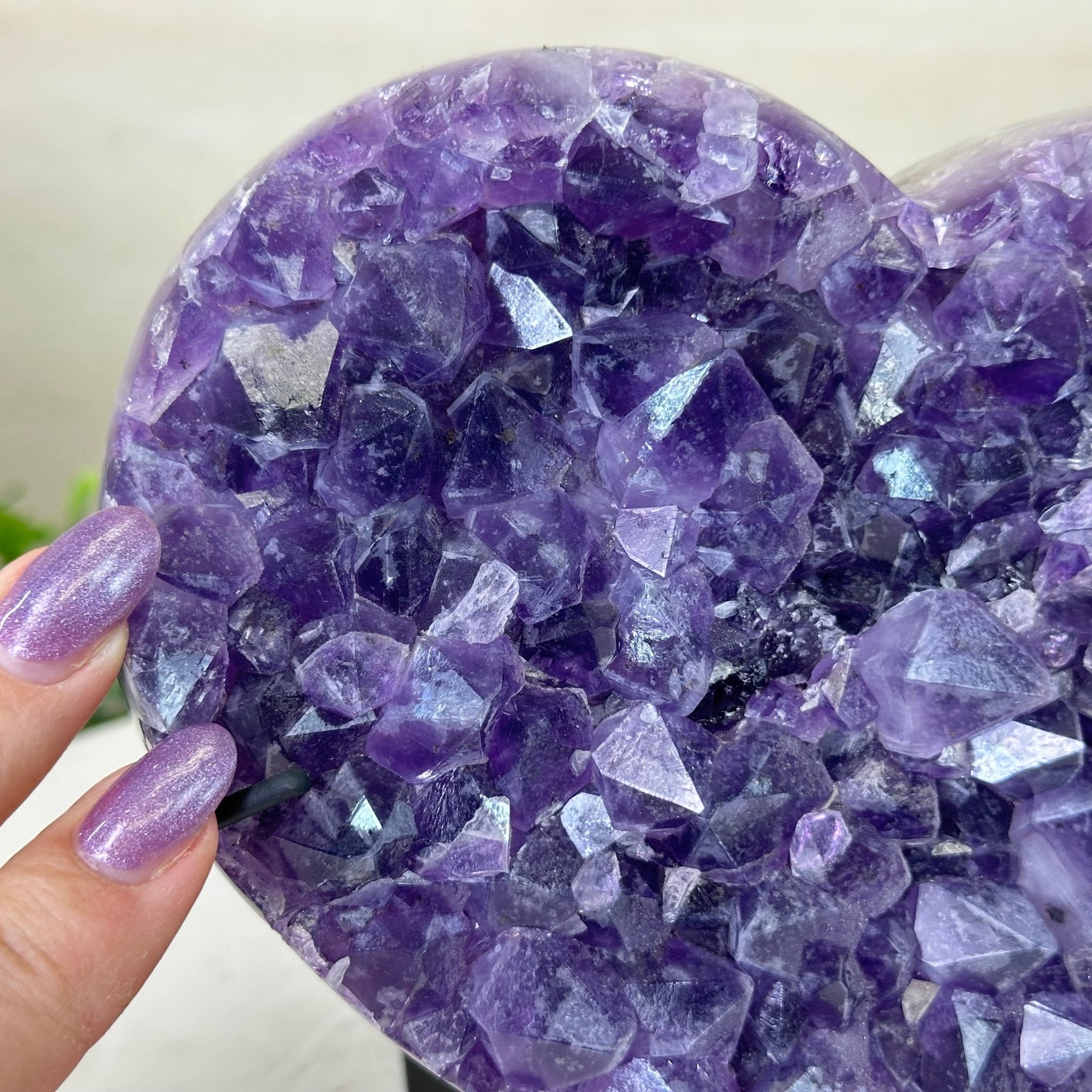 Amethyst Heart Geode on a Metal Stand, 5.1 lbs & 6.1" Tall #5463 - 0326 - Brazil GemsBrazil GemsAmethyst Heart Geode on a Metal Stand, 5.1 lbs & 6.1" Tall #5463 - 0326Hearts5463 - 0326