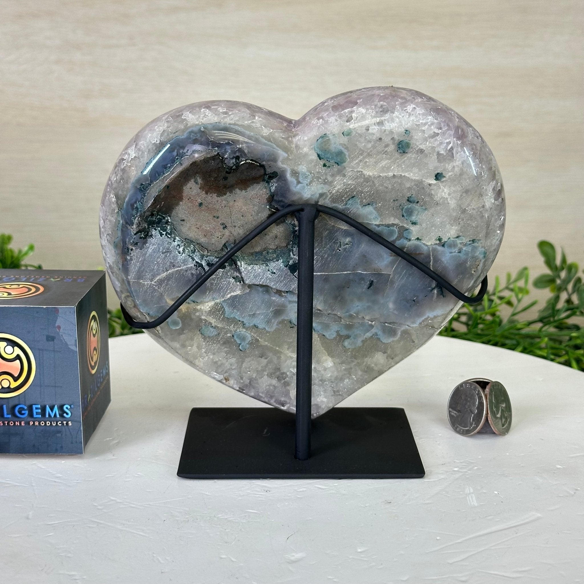 Amethyst Heart Geode on a Metal Stand, 5.1 lbs & 6.1" Tall #5463 - 0326 - Brazil GemsBrazil GemsAmethyst Heart Geode on a Metal Stand, 5.1 lbs & 6.1" Tall #5463 - 0326Hearts5463 - 0326