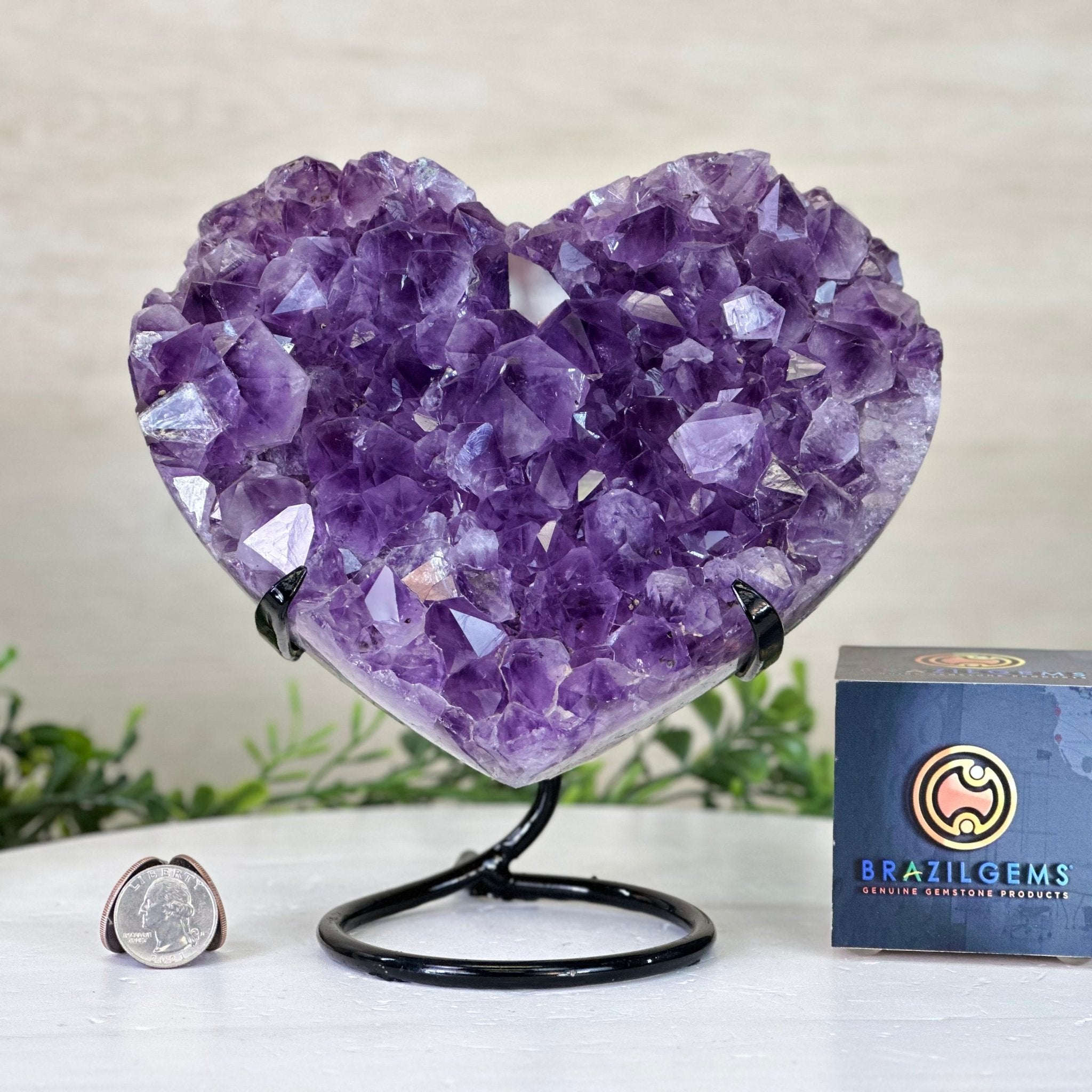 Amethyst Heart Geode on a Metal Stand, 5.1 lbs & 7.6" Tall #5463 - 0325 - Brazil GemsBrazil GemsAmethyst Heart Geode on a Metal Stand, 5.1 lbs & 7.6" Tall #5463 - 0325Hearts5463 - 0325