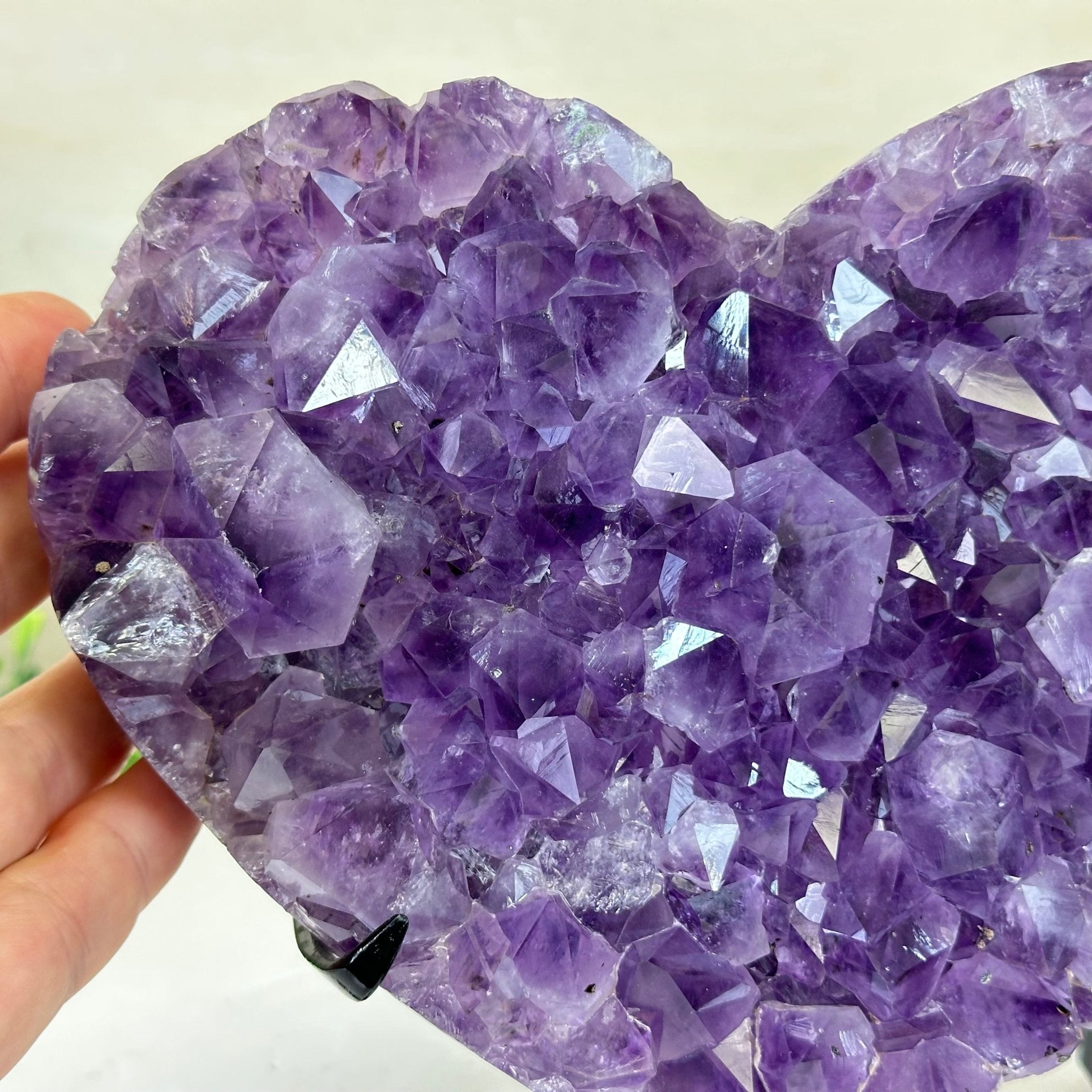 Amethyst Heart Geode on a Metal Stand, 5.1 lbs & 7.6" Tall #5463 - 0325 - Brazil GemsBrazil GemsAmethyst Heart Geode on a Metal Stand, 5.1 lbs & 7.6" Tall #5463 - 0325Hearts5463 - 0325