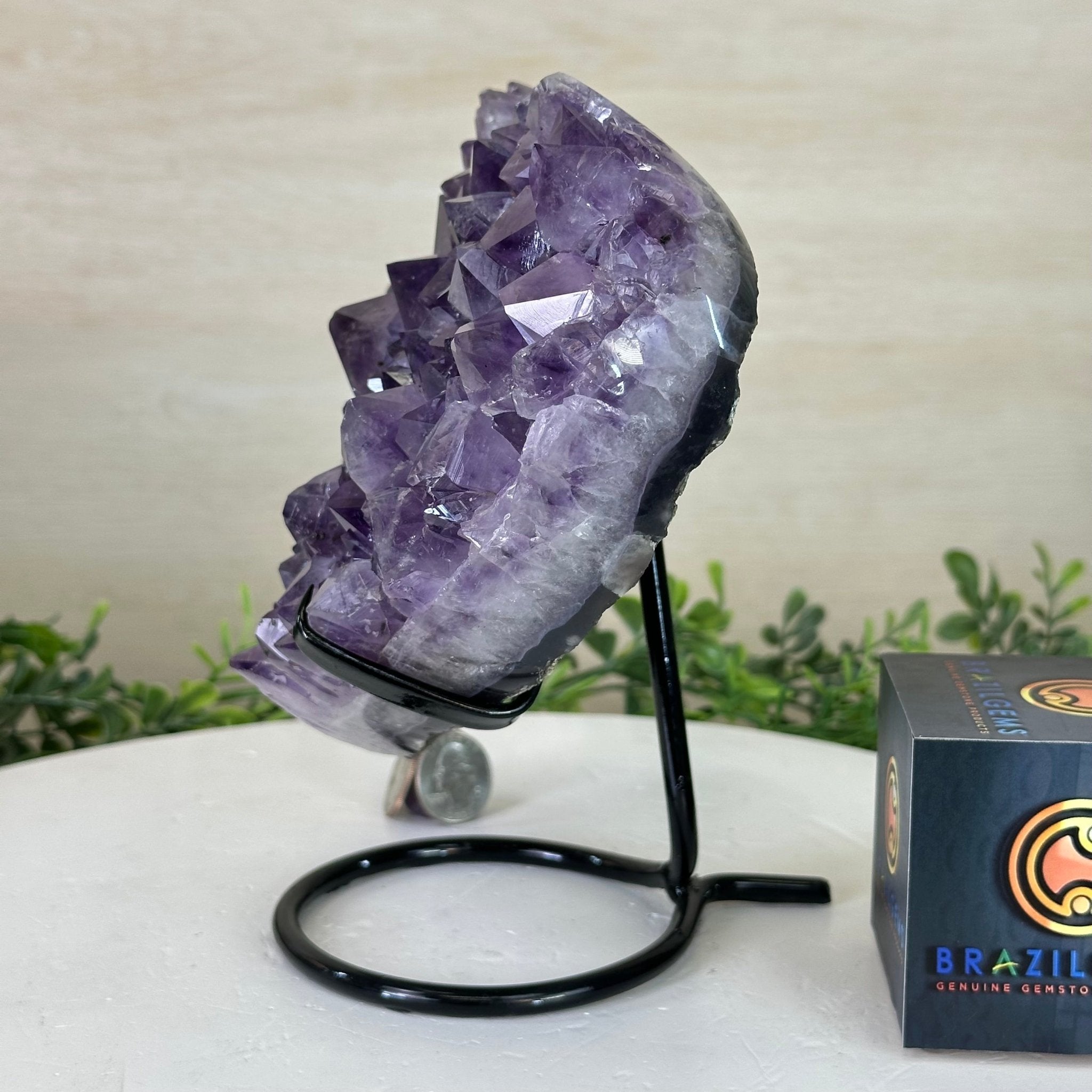 Amethyst Heart Geode on a Metal Stand, 5.1 lbs & 7.6" Tall #5463 - 0325 - Brazil GemsBrazil GemsAmethyst Heart Geode on a Metal Stand, 5.1 lbs & 7.6" Tall #5463 - 0325Hearts5463 - 0325